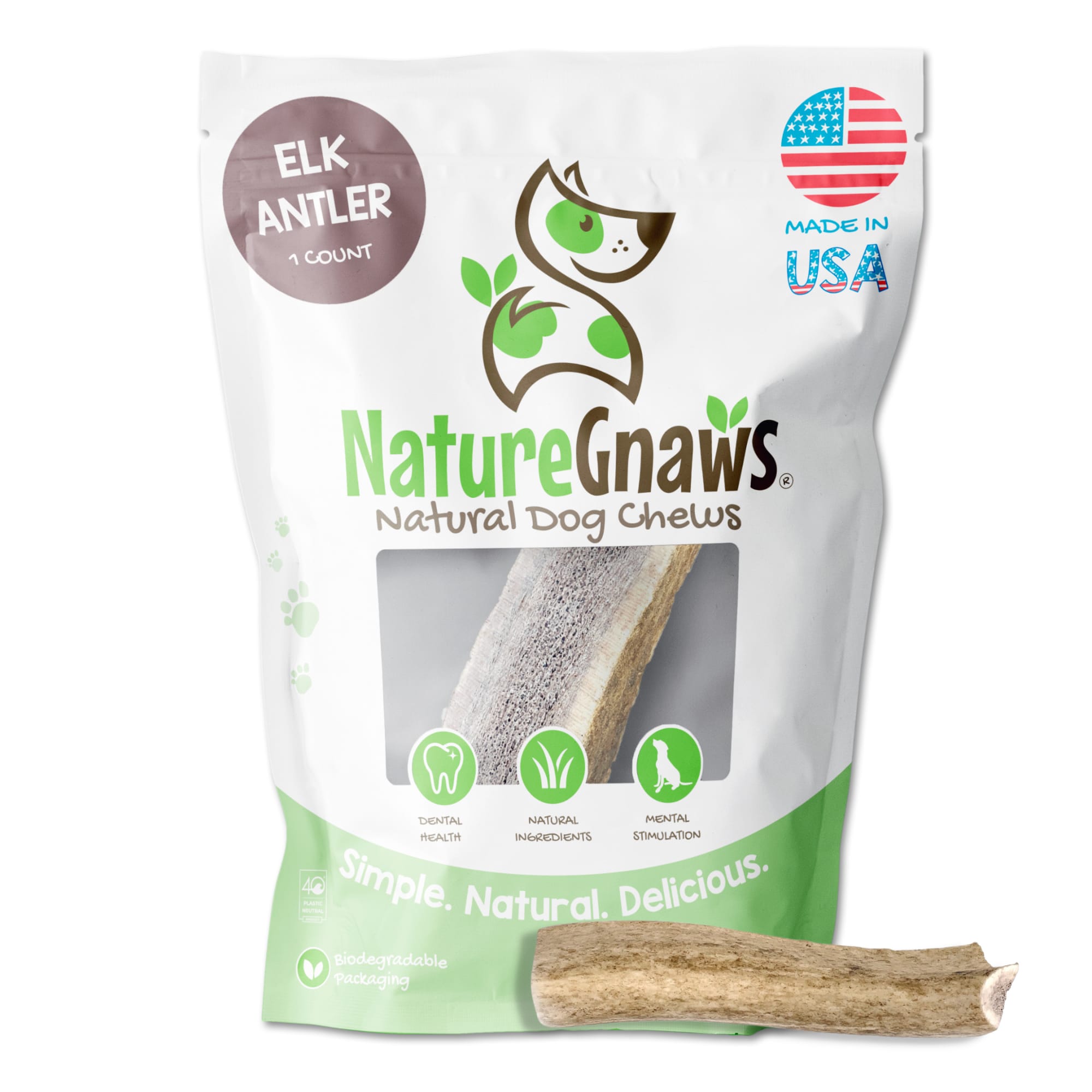 Nature Gnaws Naturally Shed Elk Antlers USA Dog Chews Count of 3 Petco