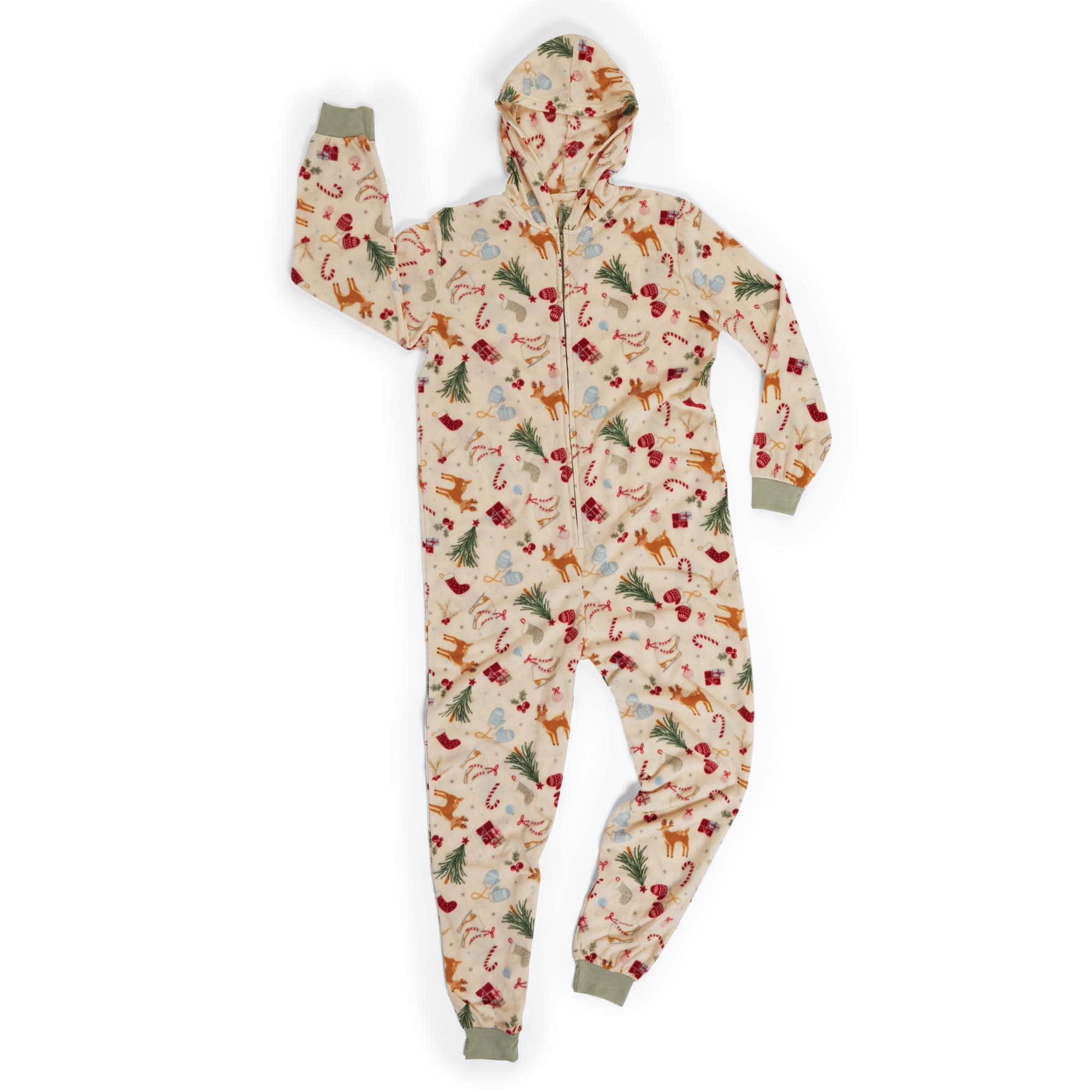 Merry Makings Deer Print Pet Parent Hooded Pajama Onesie, Small/Medium ...