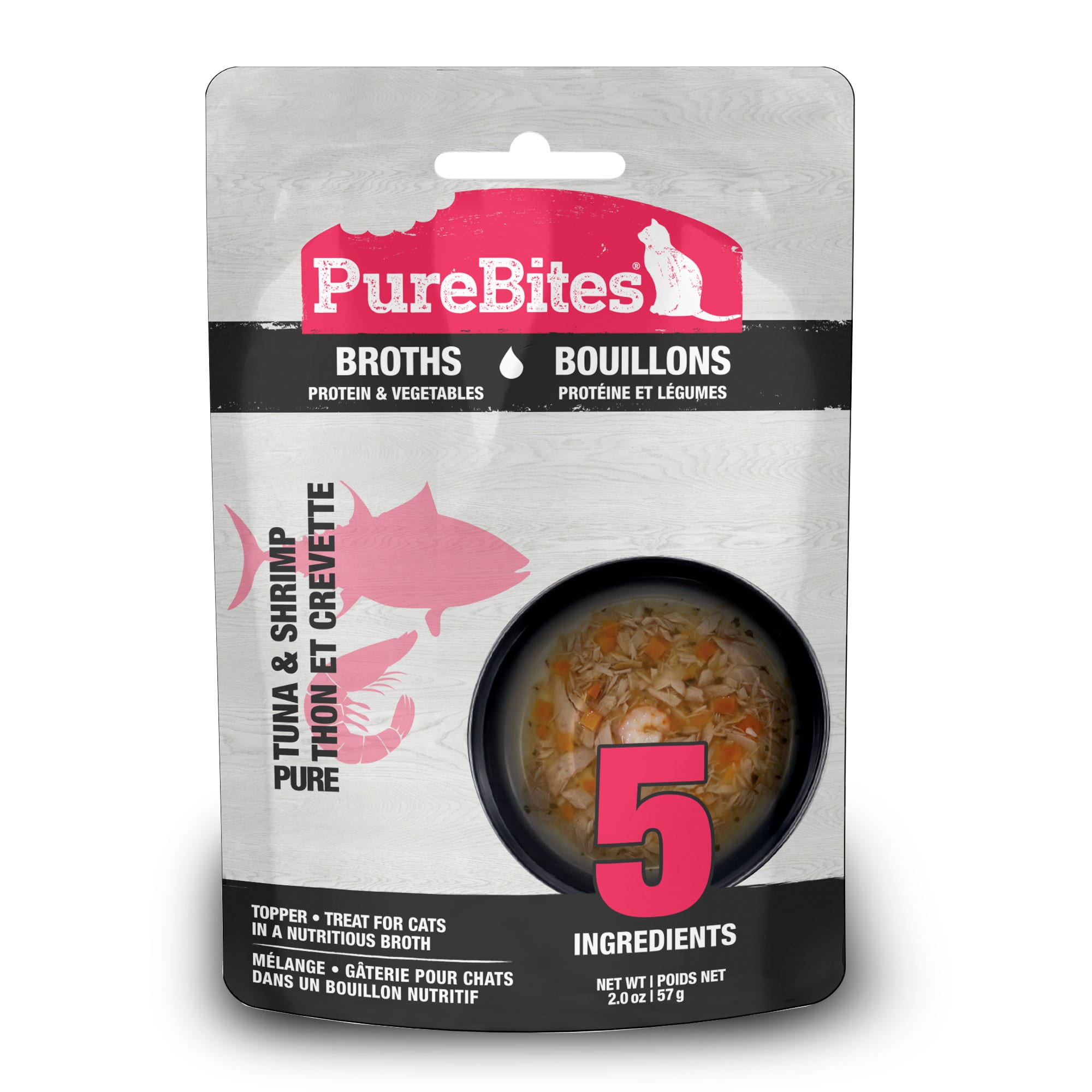 PureBites Broths Tuna Shrimp Vegetables Topper Wet Cat Treat 2