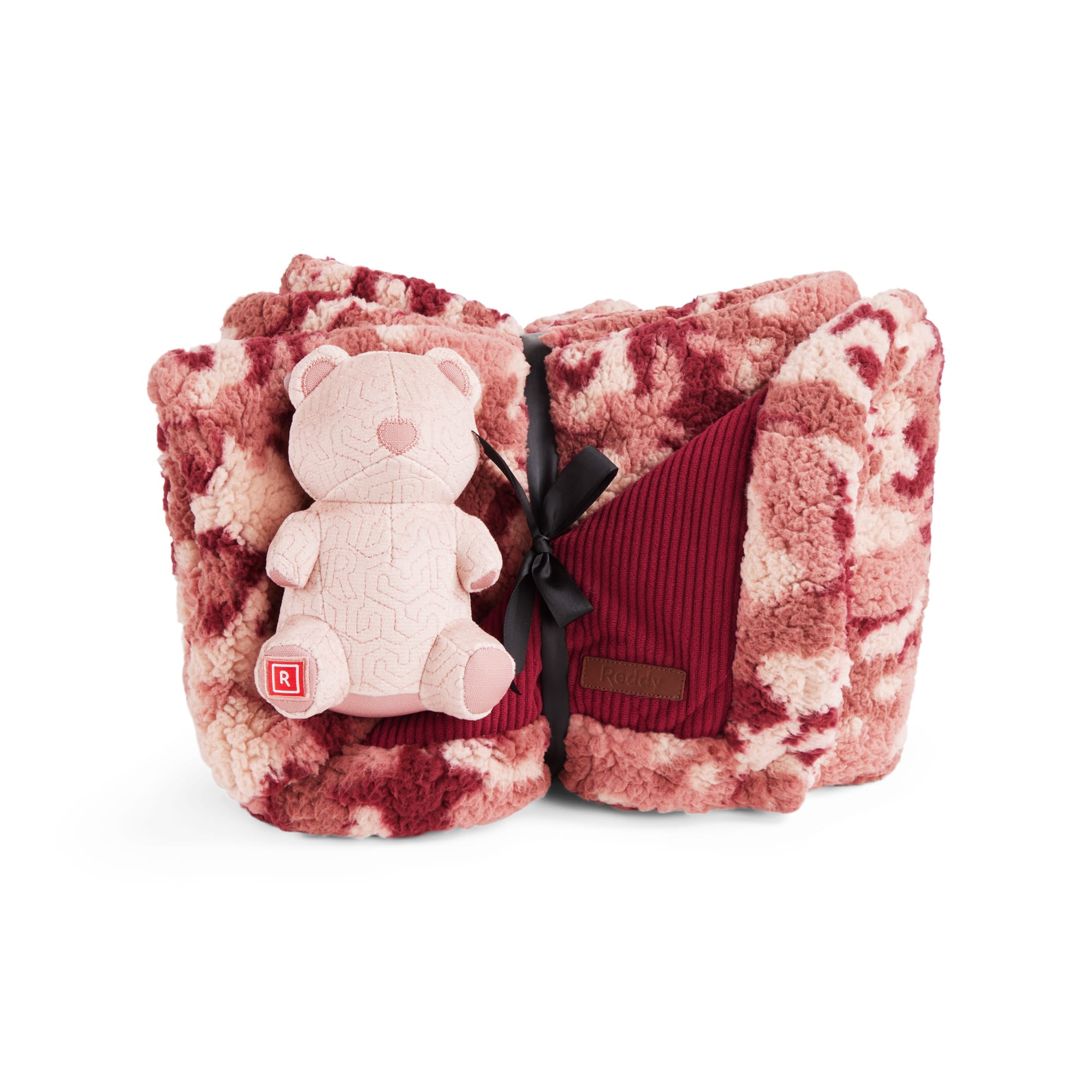 Reddy Burgundy Teddy & Blanket Dog Toy Set