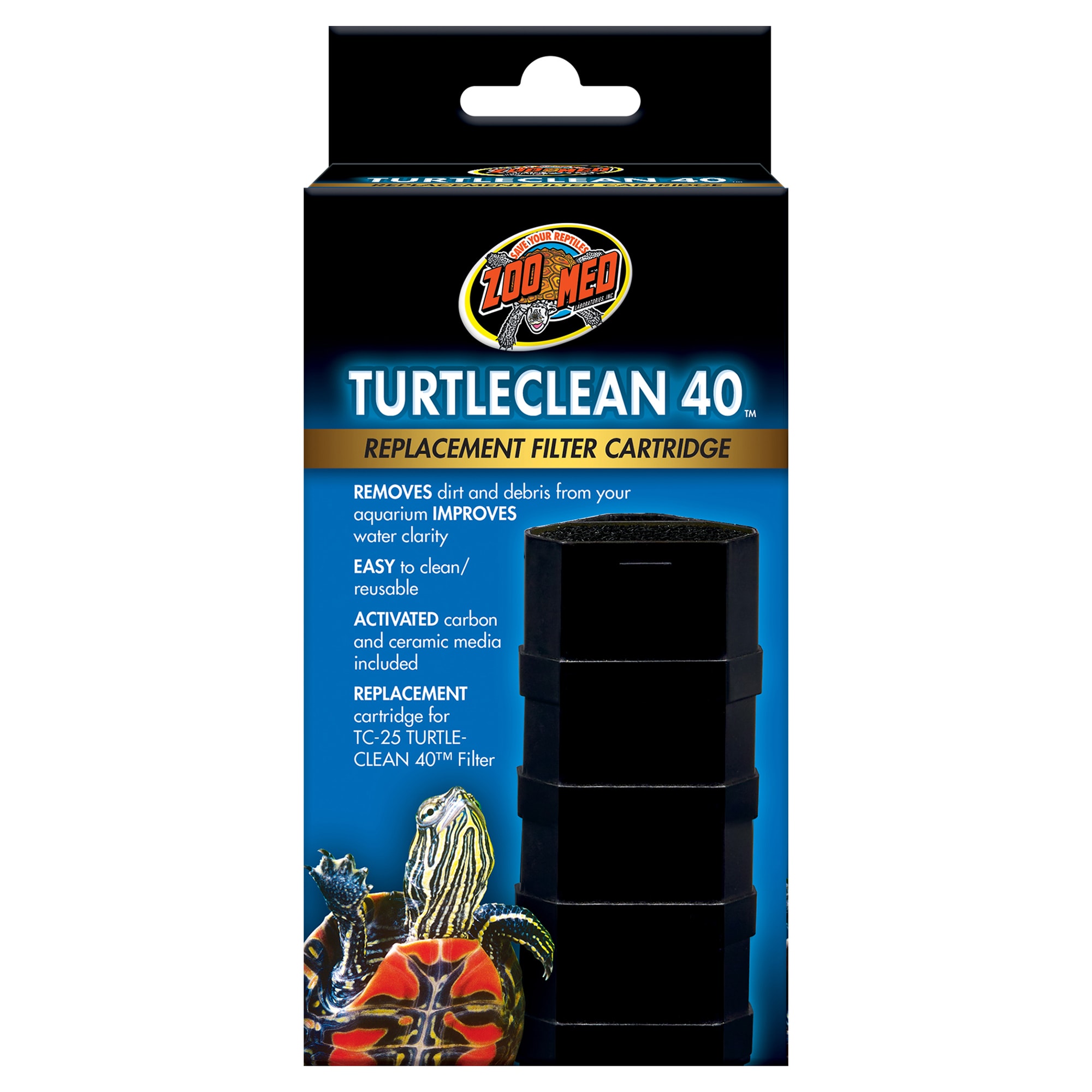 Zoo Med Turtle Clean 40 Filter Cartridge for Clear Water & Debris Removal