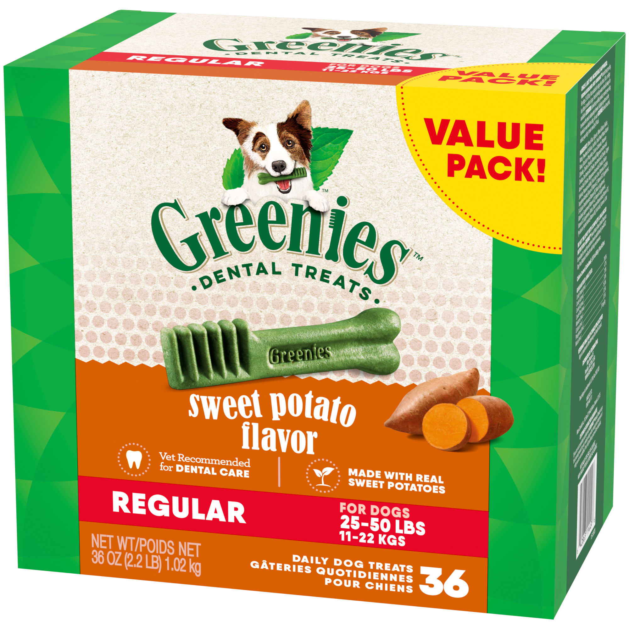 Greenies Natural Sweet Potato Flavor Dental Dog Treats 36 oz. Count of 130 Teenie Petco