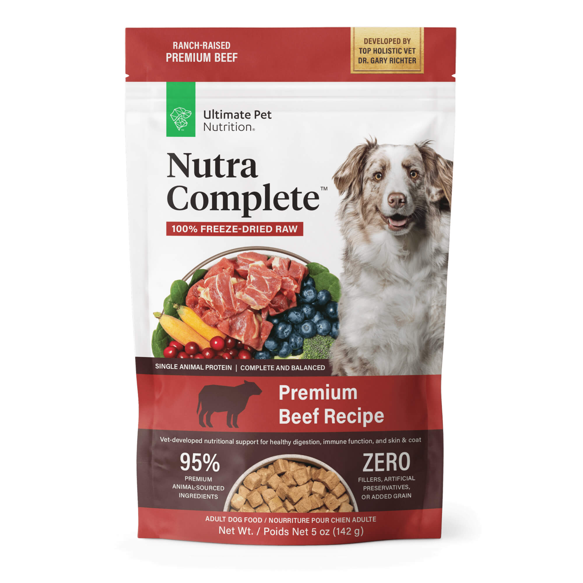 Ultimate Pet Nutrition Nutra Complete Premium Beef Recipe Adult Freeze Dried Dog Food, 5 oz.
