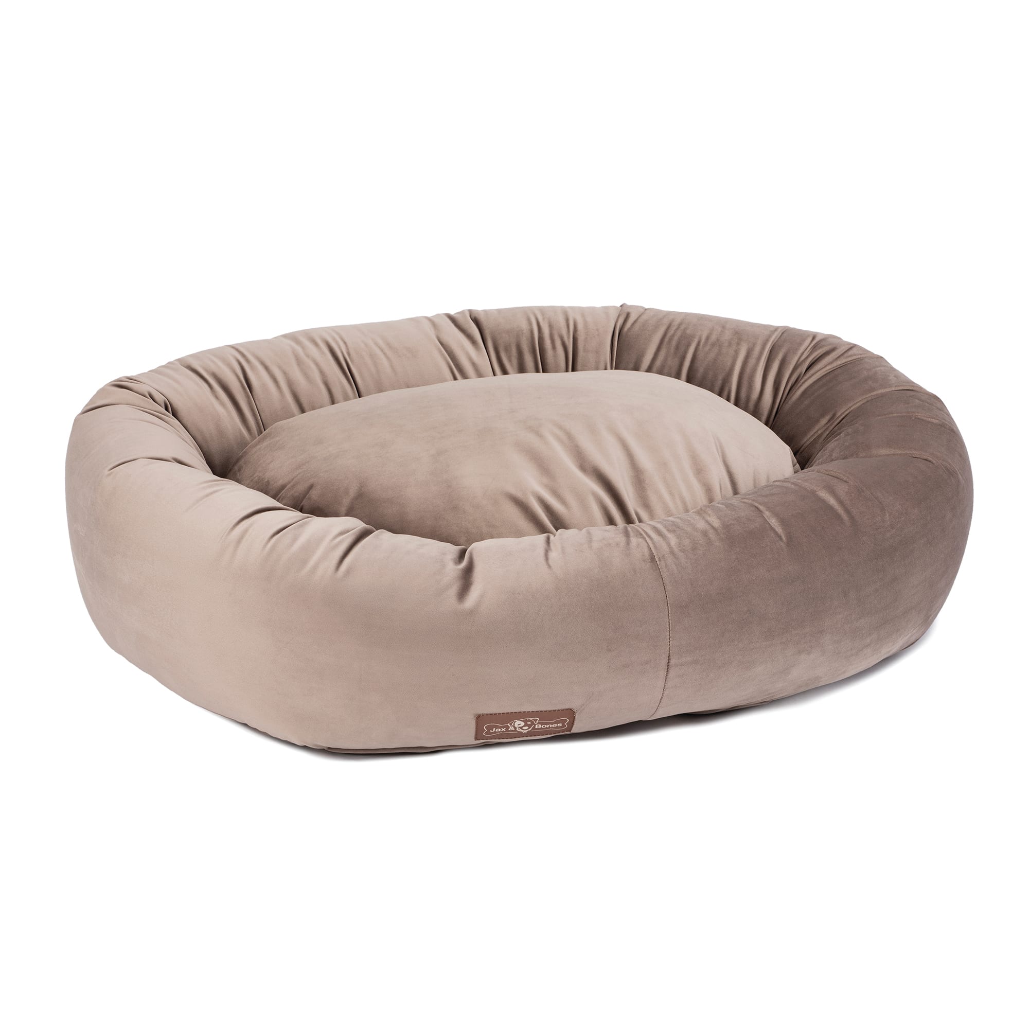 Jax & Bones Brown Velvet Cuddler Calming Dog Bed