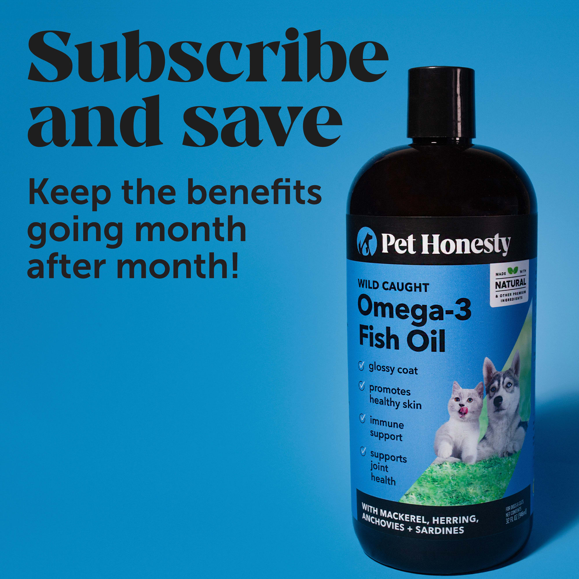 Pet Honesty Omega 3 Fish Oil for Dogs 32oz Joint Coat Support