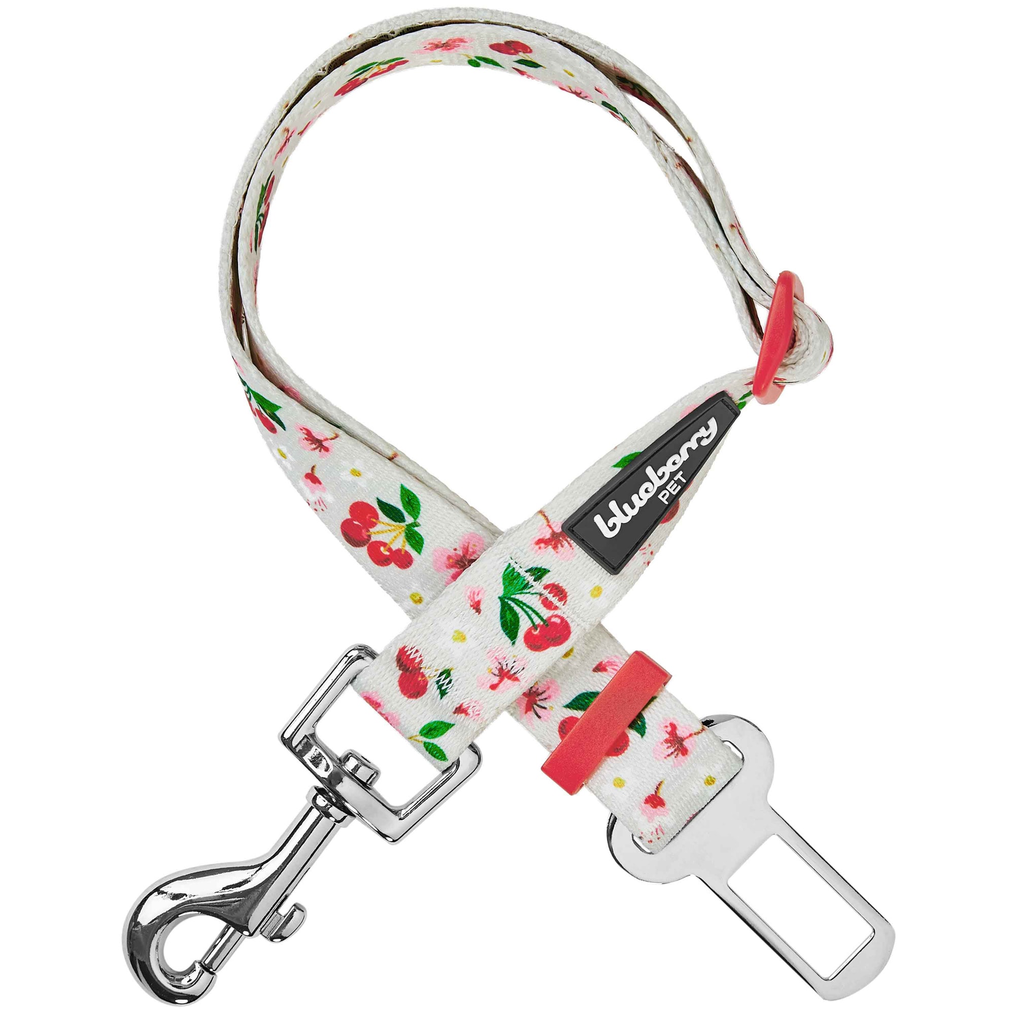 Blueberry Pet Grey Cherry Blossom Adjustable Dog Seat Belt Tether for