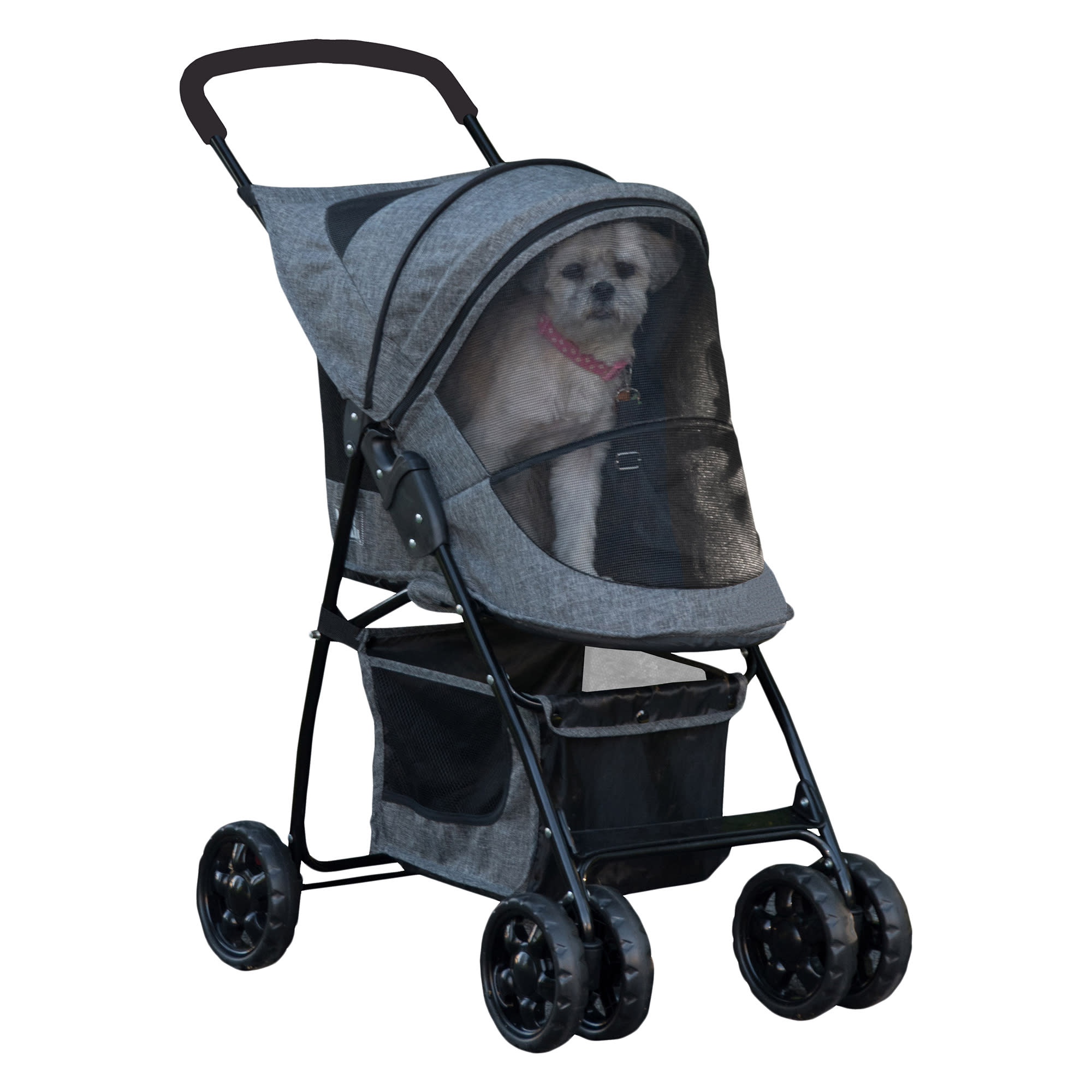 Pet Gear Happy Trails Gray Stroller with Panoramic View & Storage