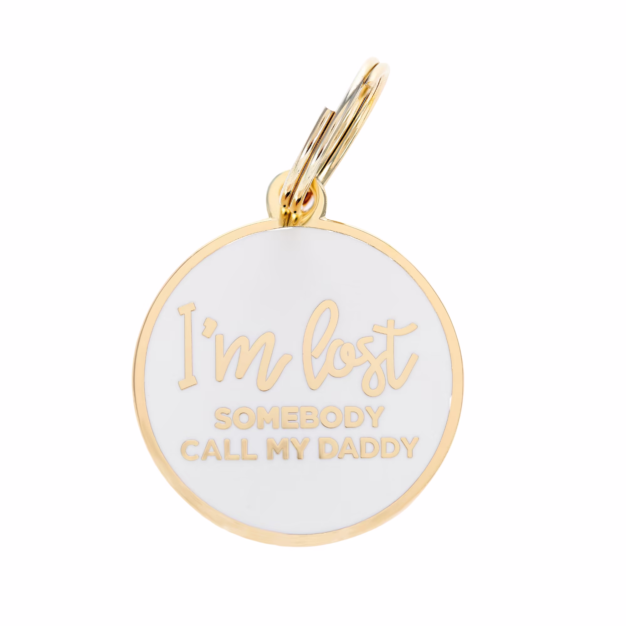 Two Tails Pet Company Gold & White I'm Lost Daddy Pet ID Tag Petco