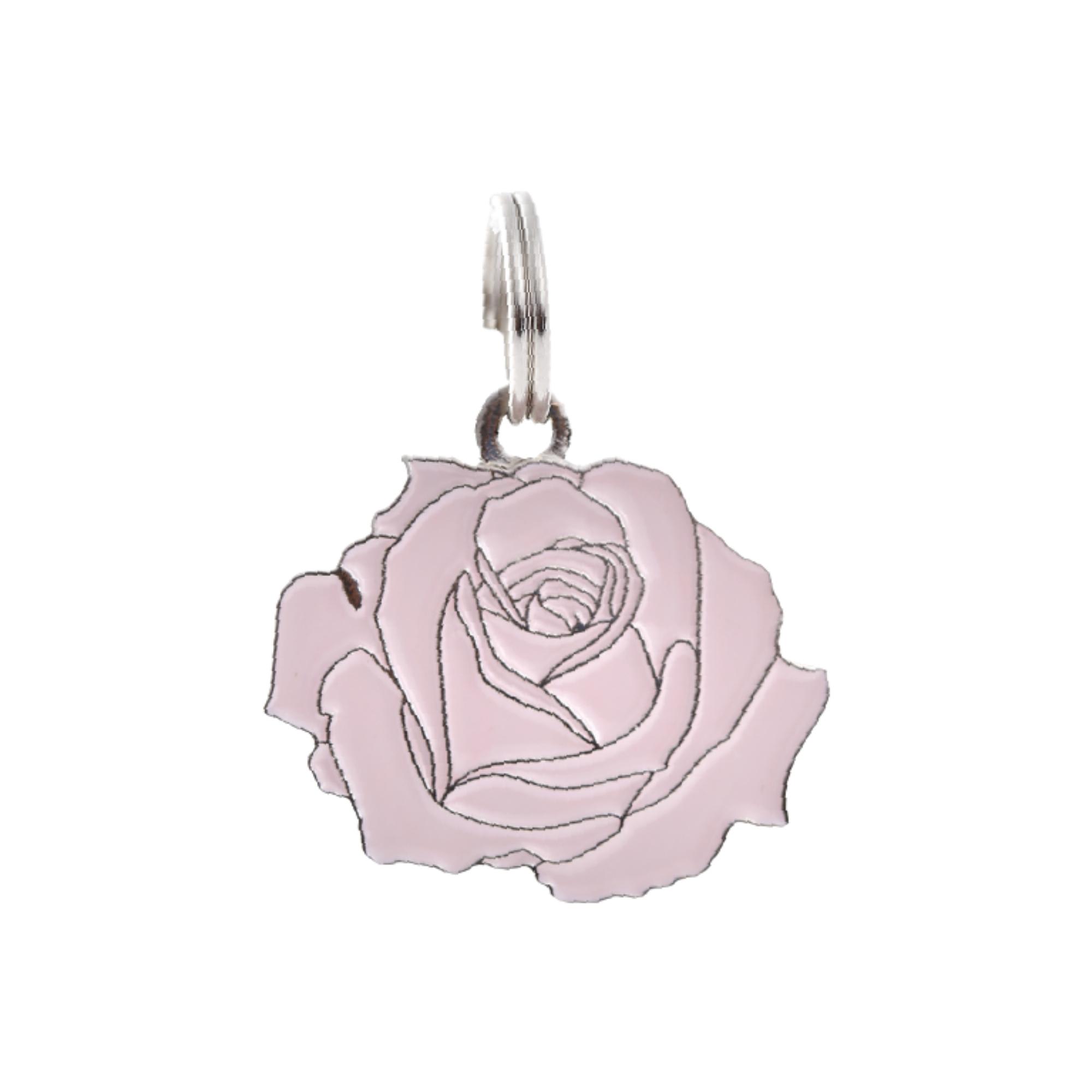 Two Tails Pet Company Rose Silver & Pink Pet ID Tag Petco