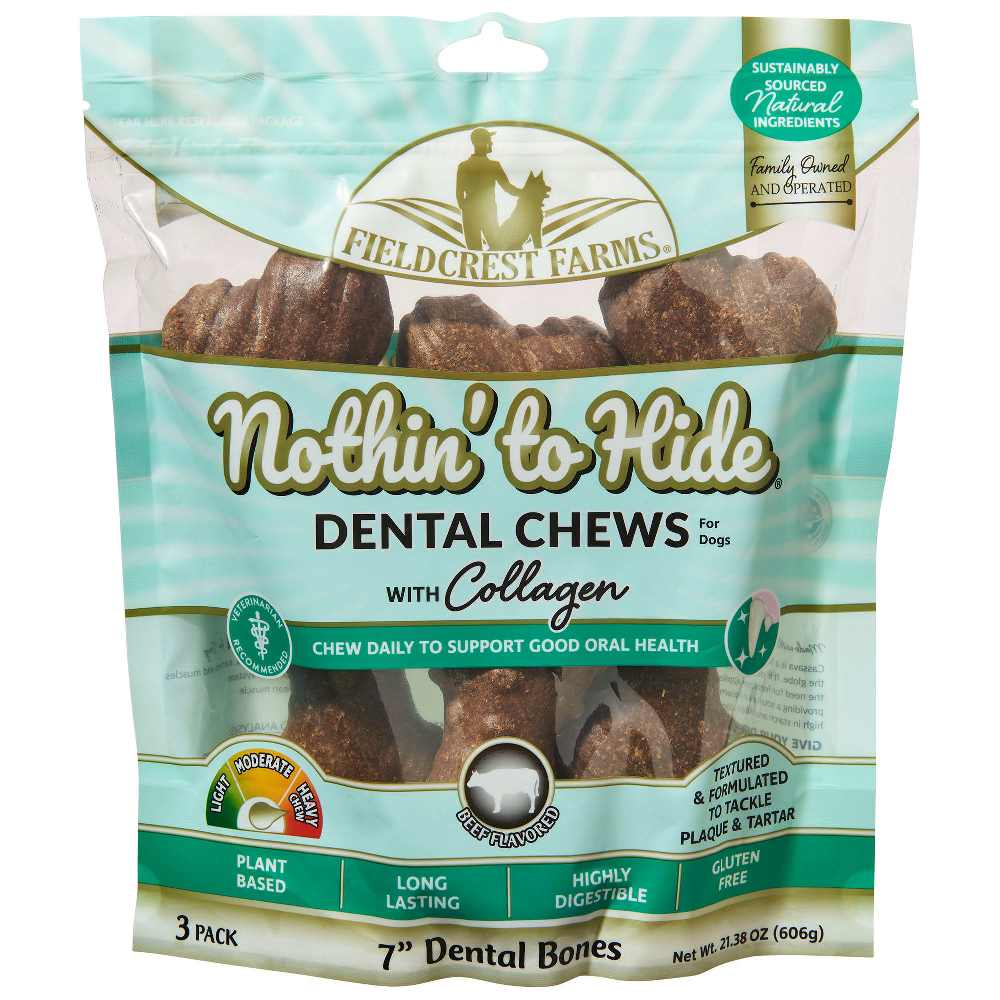 Fieldcrest Farms Nothin to Hide Dental Bones 7 Dog Chews Count of 3 Petco