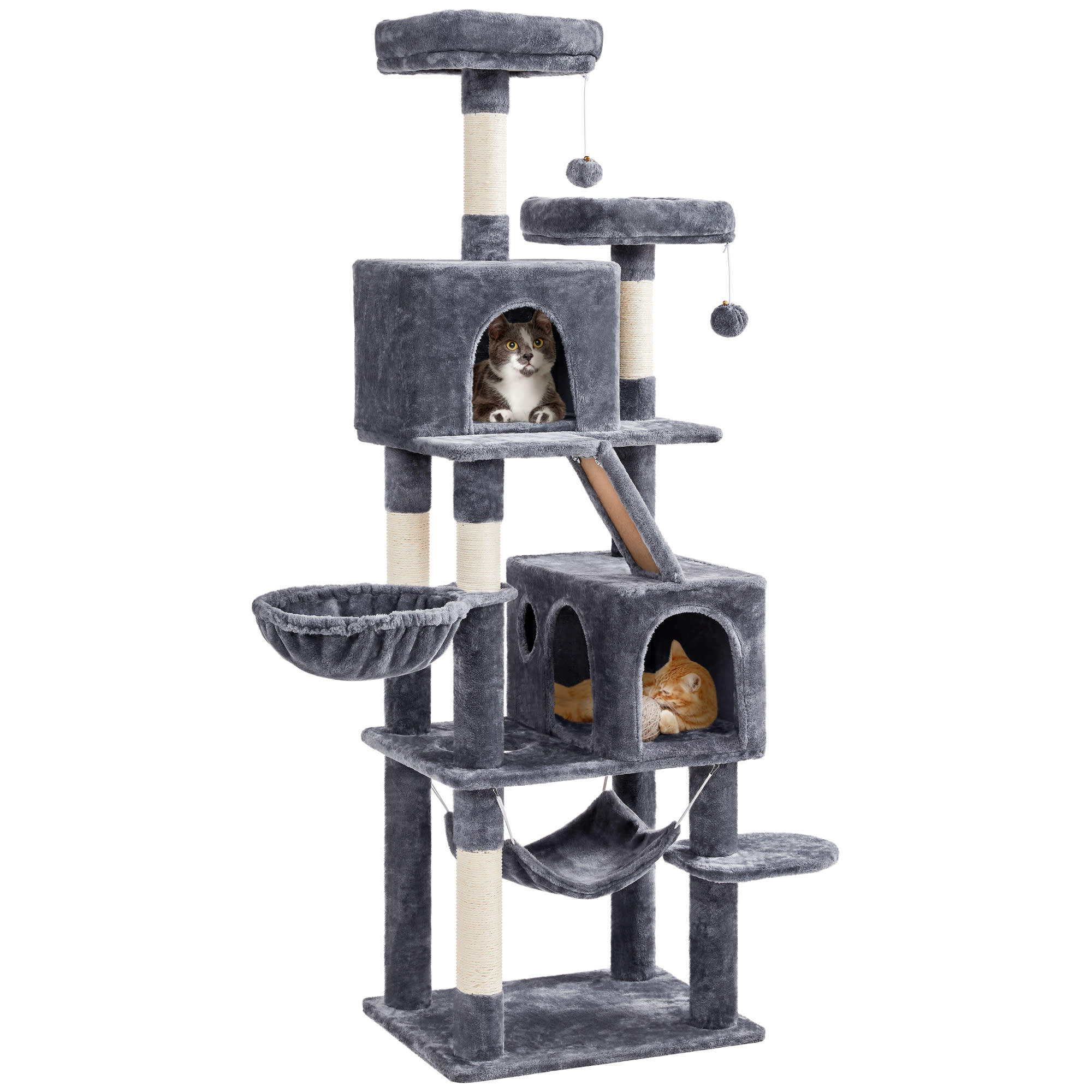 Topeakmart Dark Gray Cat Tree with 2 Cozy Perches 71.5 H