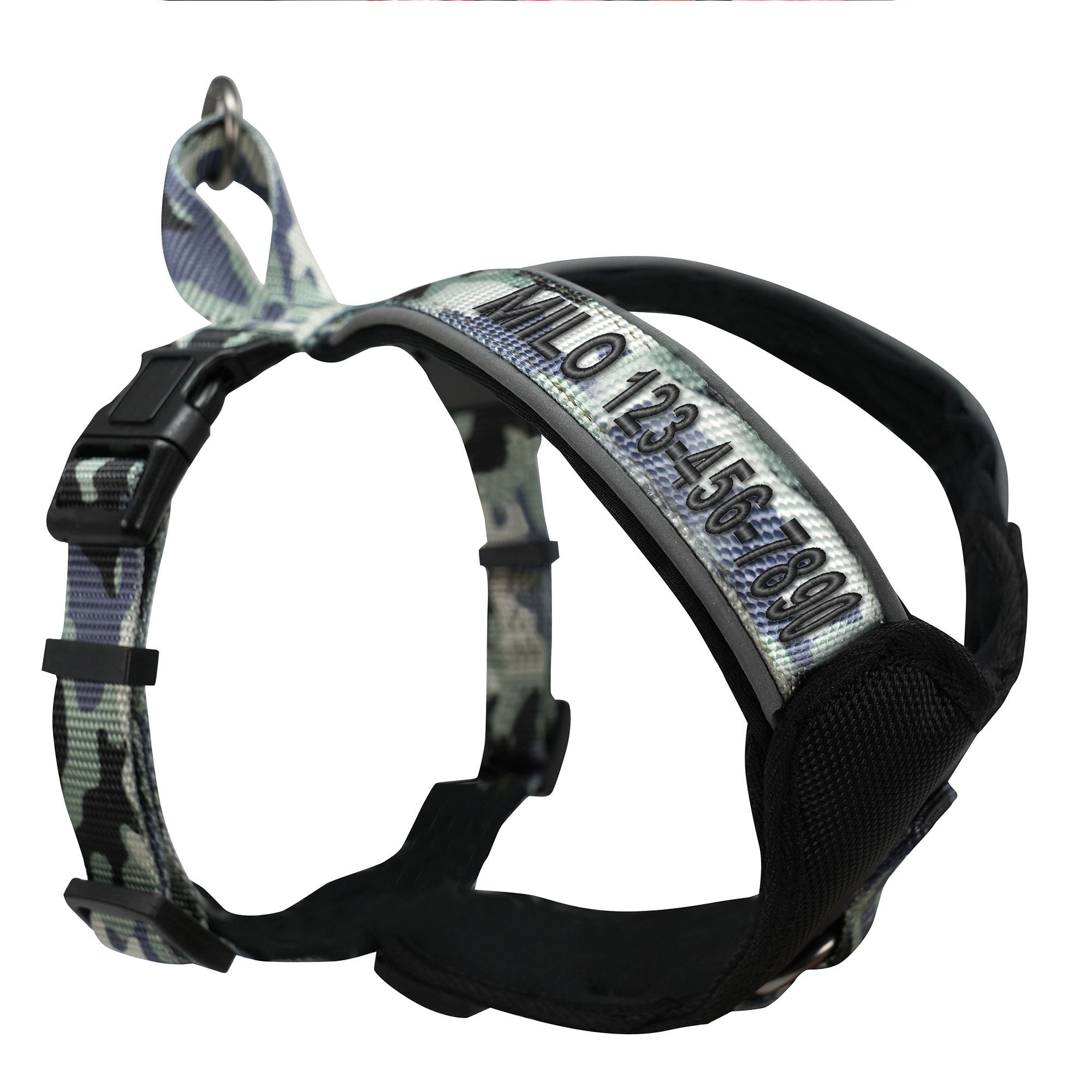 Pawtitas Camo Grey Personalized Small Dog Harness & Padded