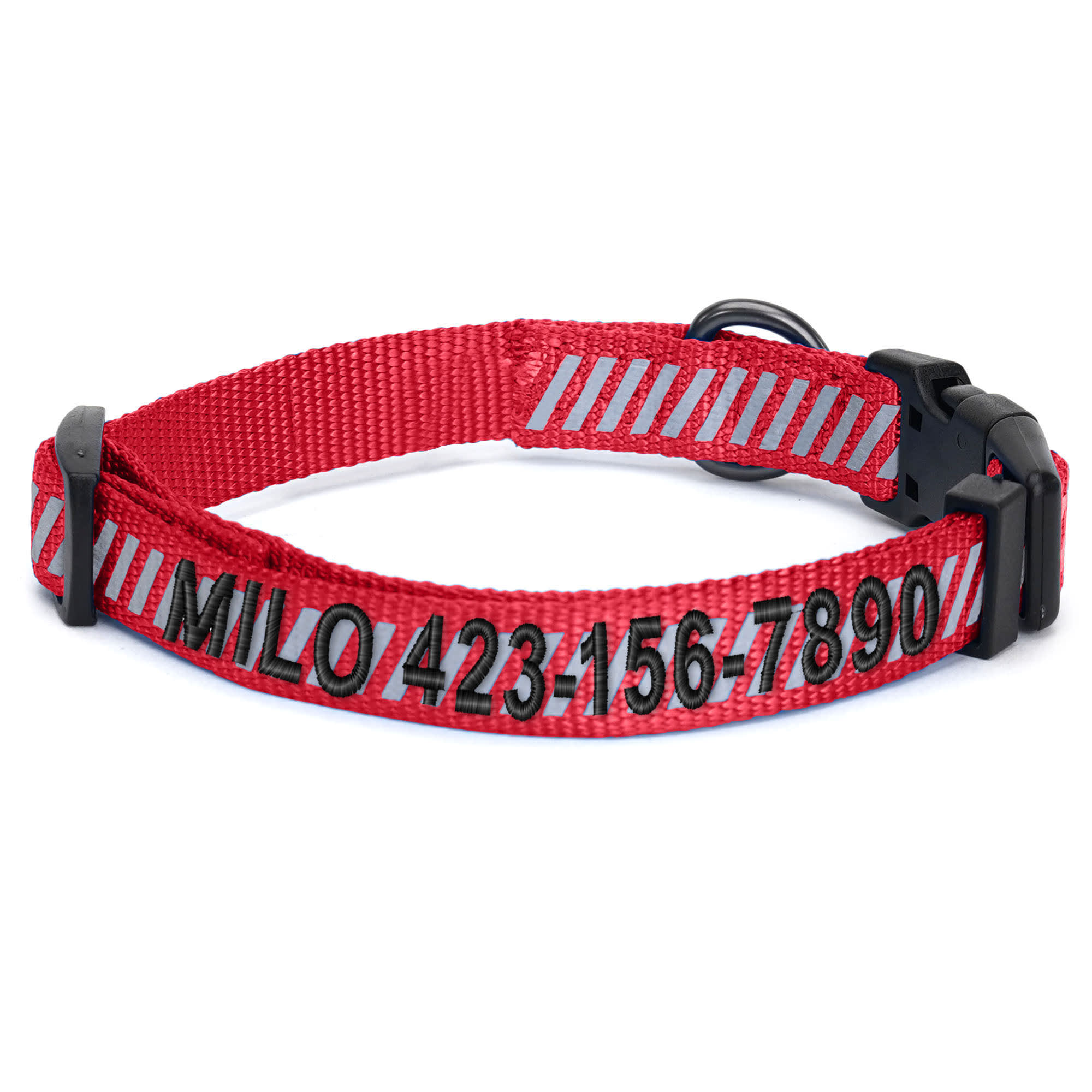 Pawtitas Personalized Reflective Traffic Dog Collar, Red, Small | Petco