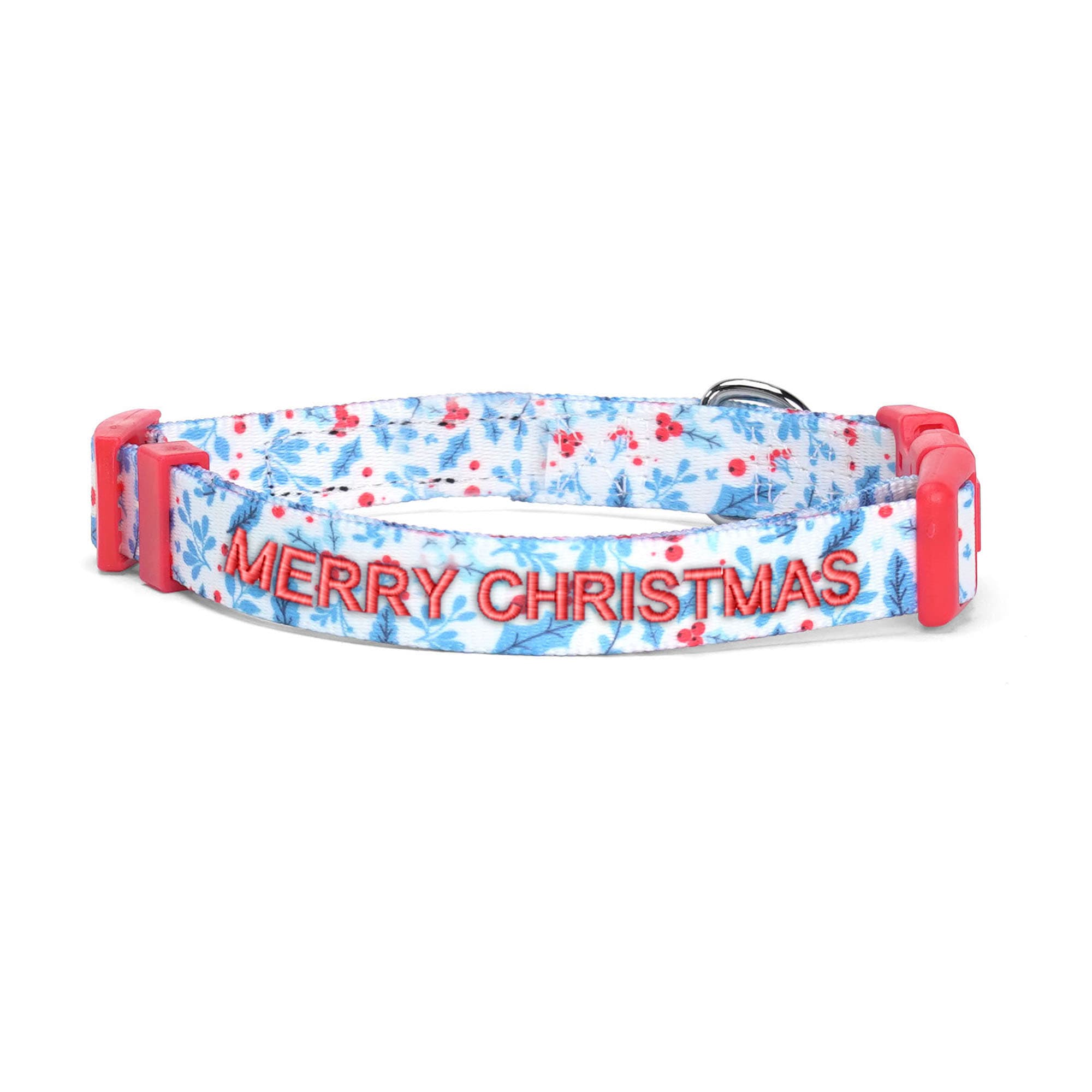 Pawtitas Teal Mistletoe Personalized Christmas Dog Collar, XSmall Petco