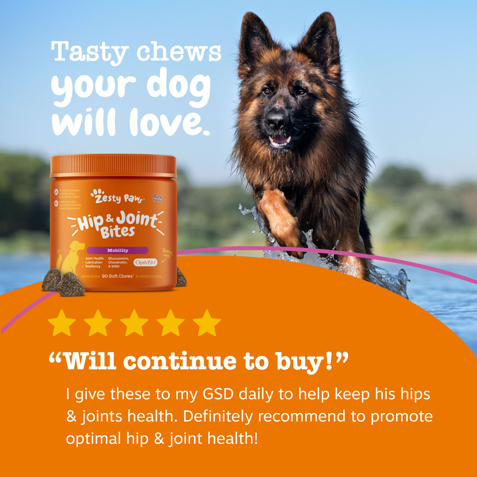 Zesty Paws Duck Hip & Joint Bites, 90 Ct. | Petco