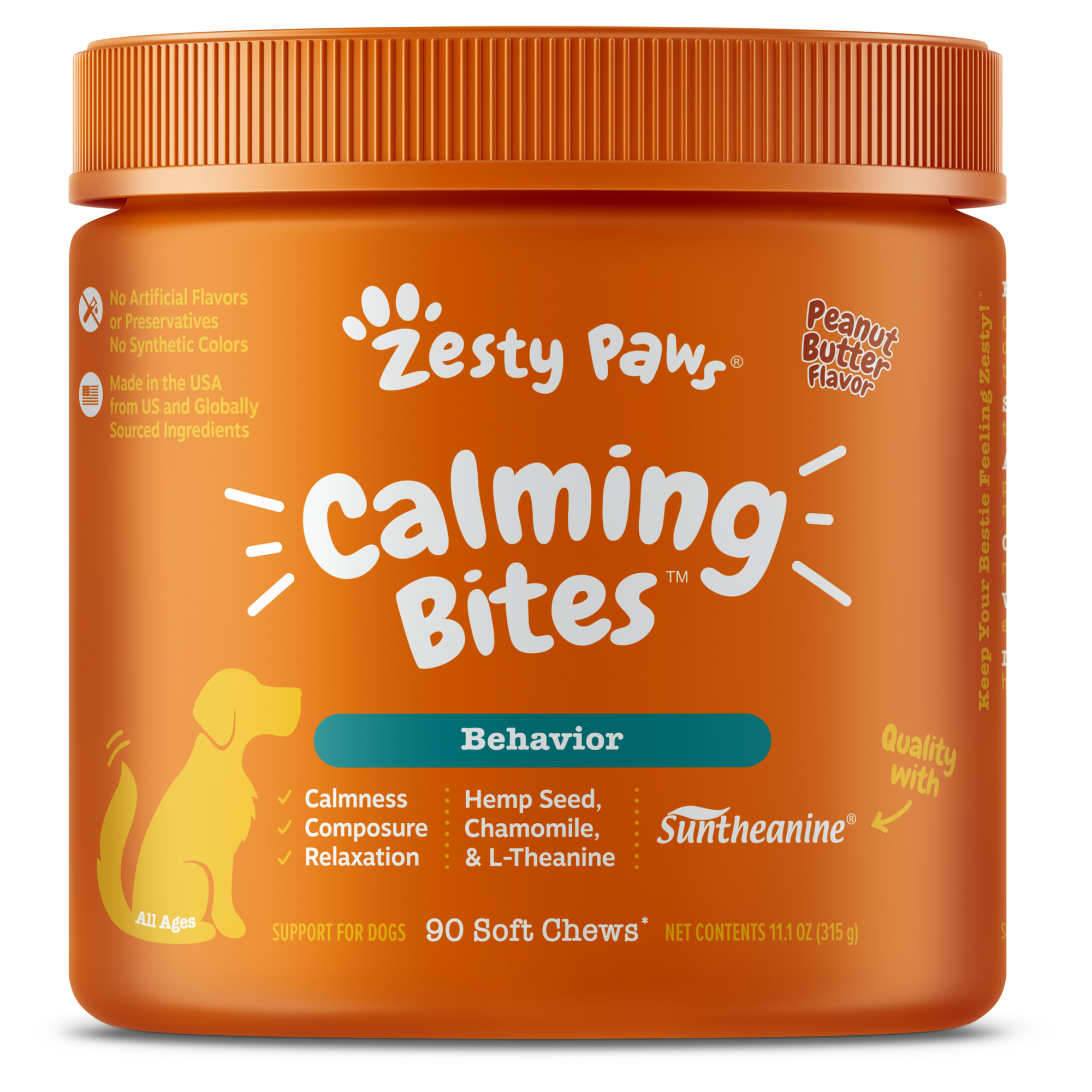 Zesty Paws Calming Peanut Butter Soft Chews for Dogs