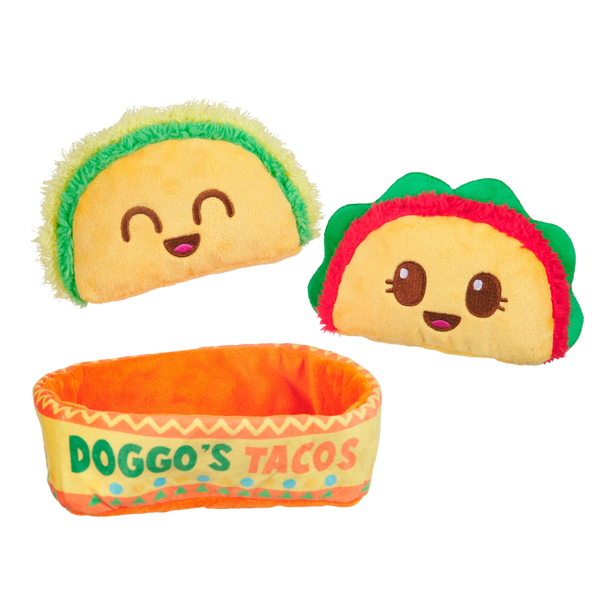 PrimePets 3Pcs Plush Dog Toy Set, Cute Taco Dog Squeaky Toys for Small  Medium Dogs