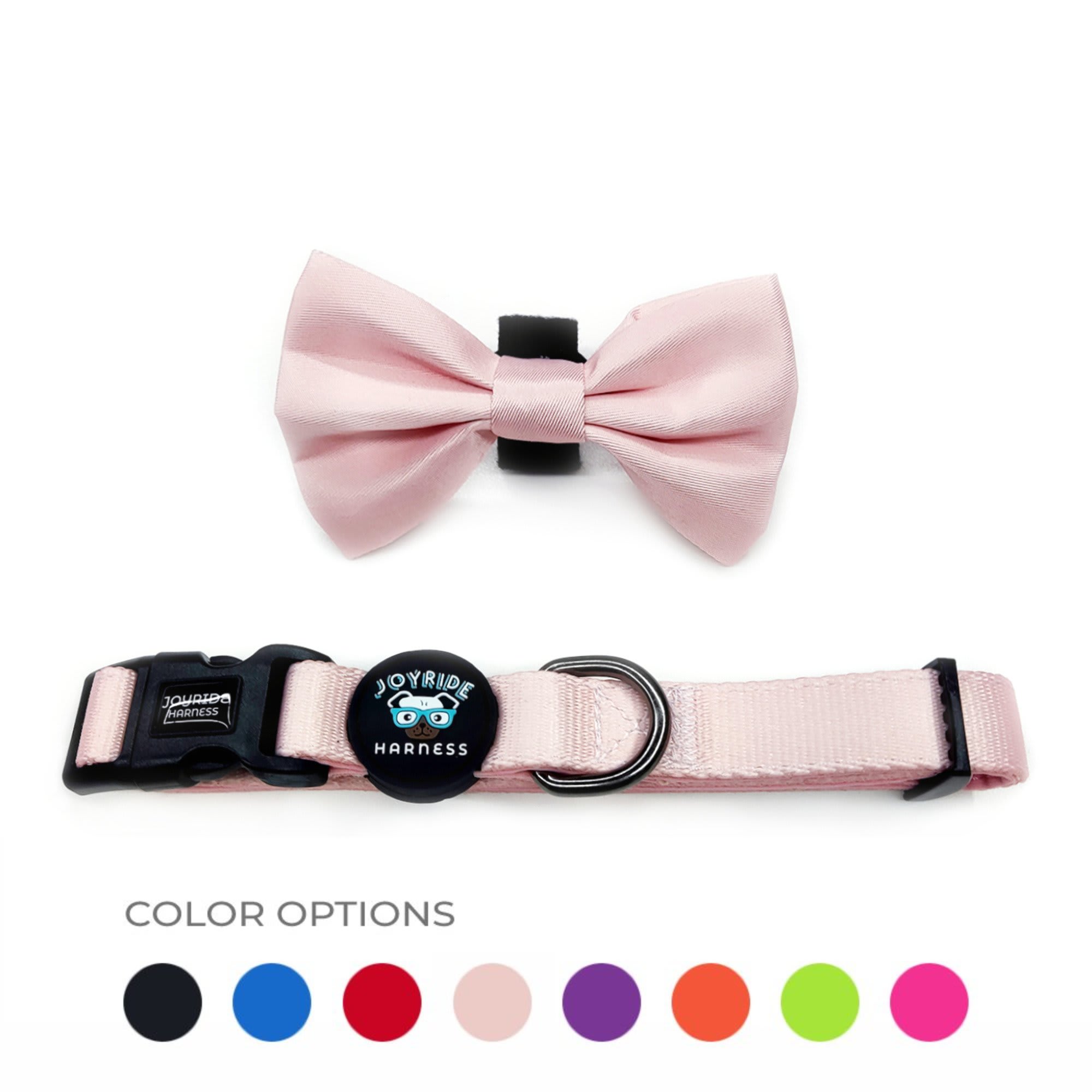 Joyride Harness Dog Collar + Removable Bow Tie, X-Small, Pink