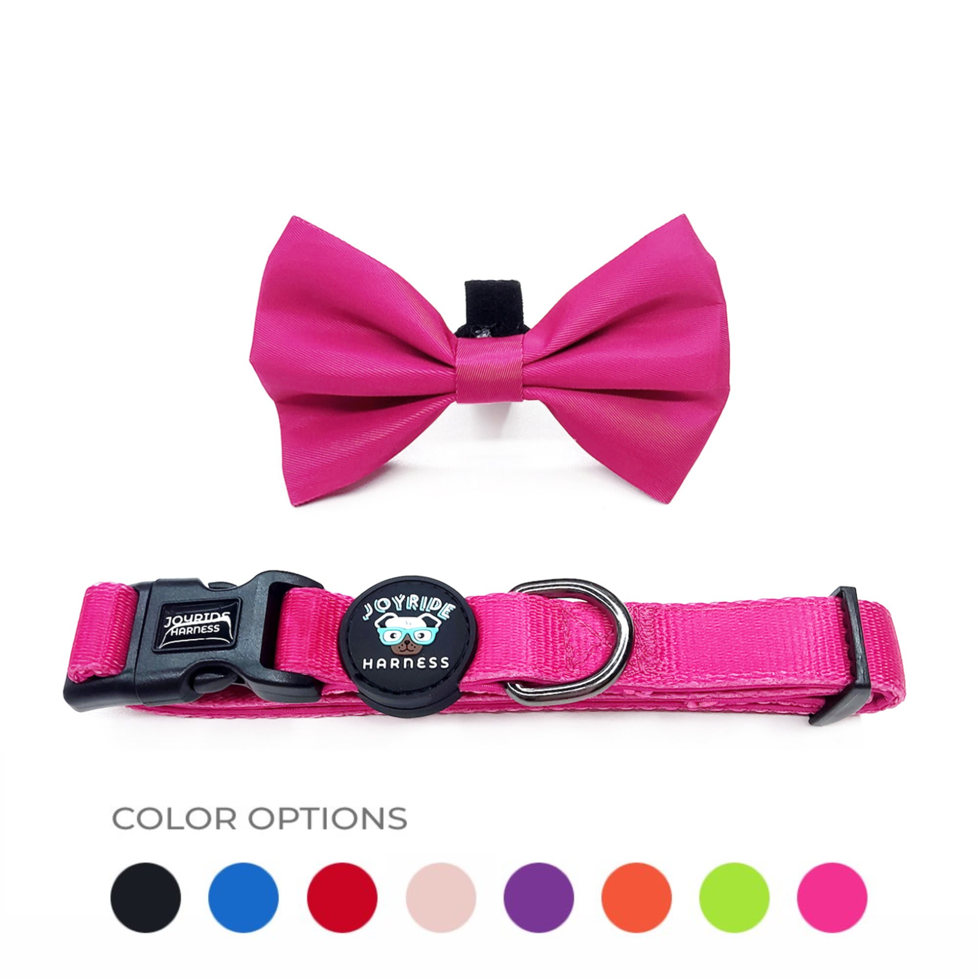 Joyride Harness Dog Collar Removable Bow Tie Medium Pink Berry Petco