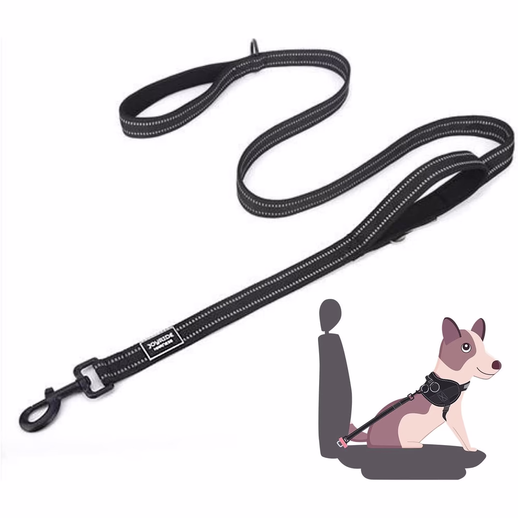 Joyride Harness 2in1 Leash with Seat Belt Combo, Black Petco