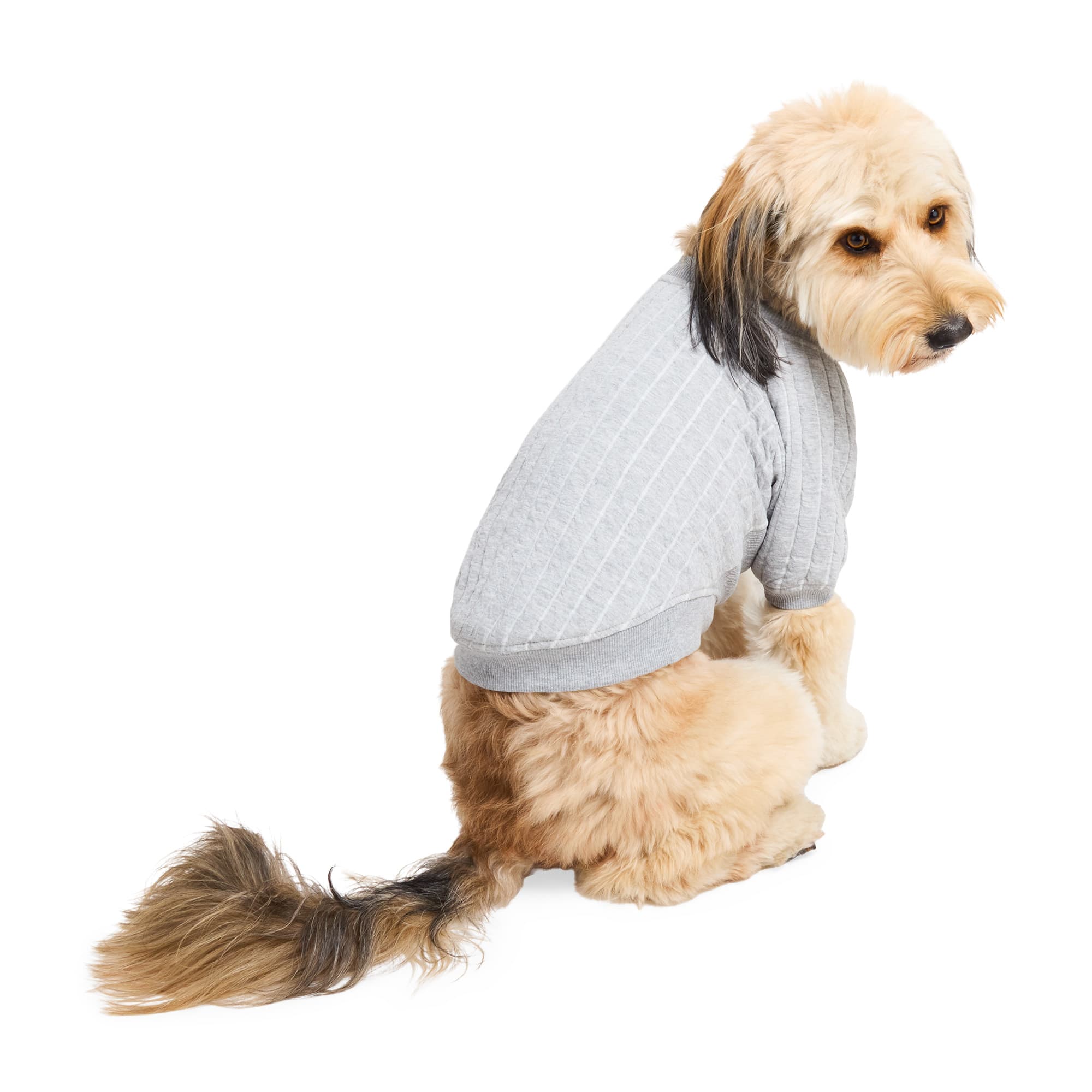 Reddy Gray Quilted Crewneck XS Dog Sweater & EcoFriendly