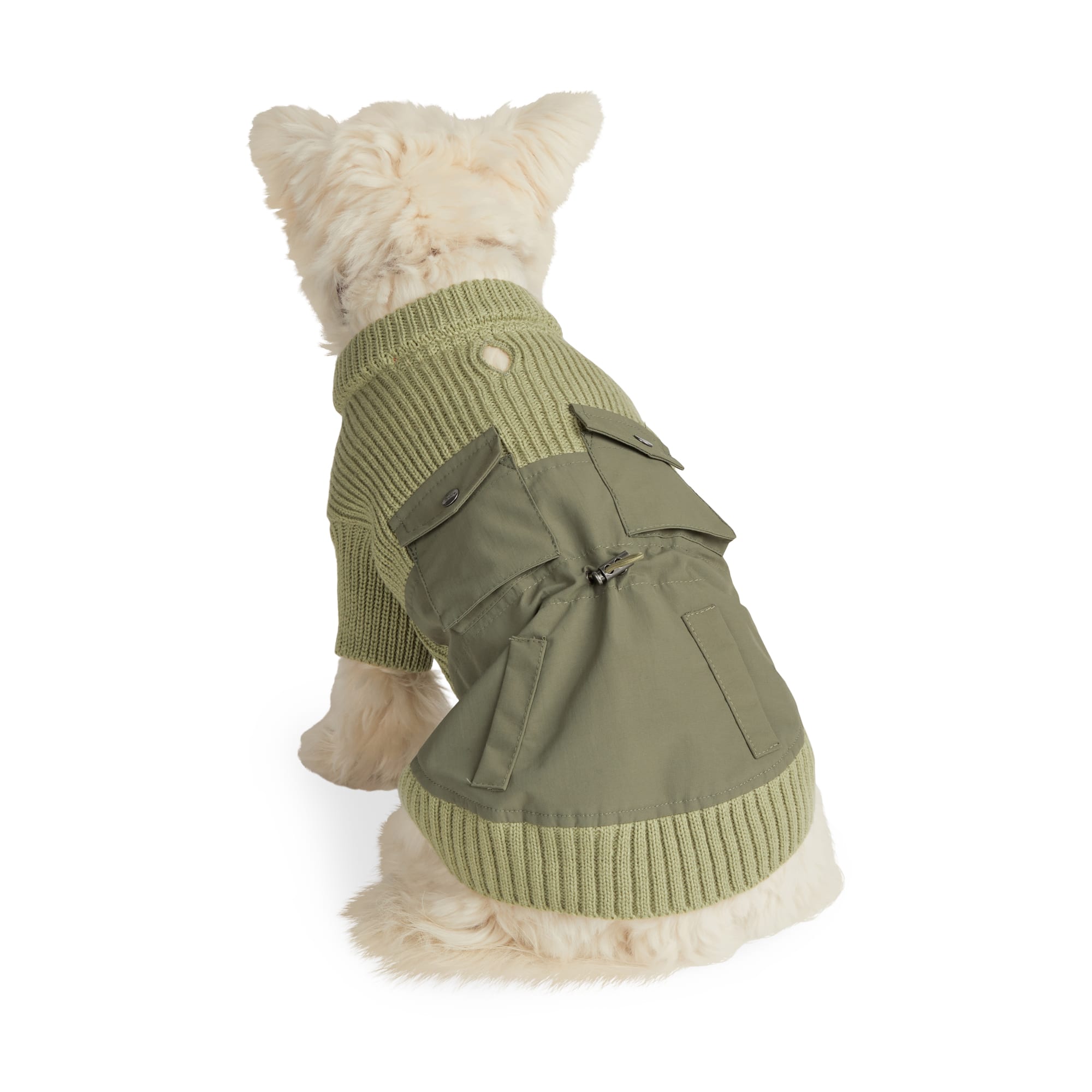 Reddy Olive Cargo Crewneck Dog Sweater XS EcoFriendly & Washable