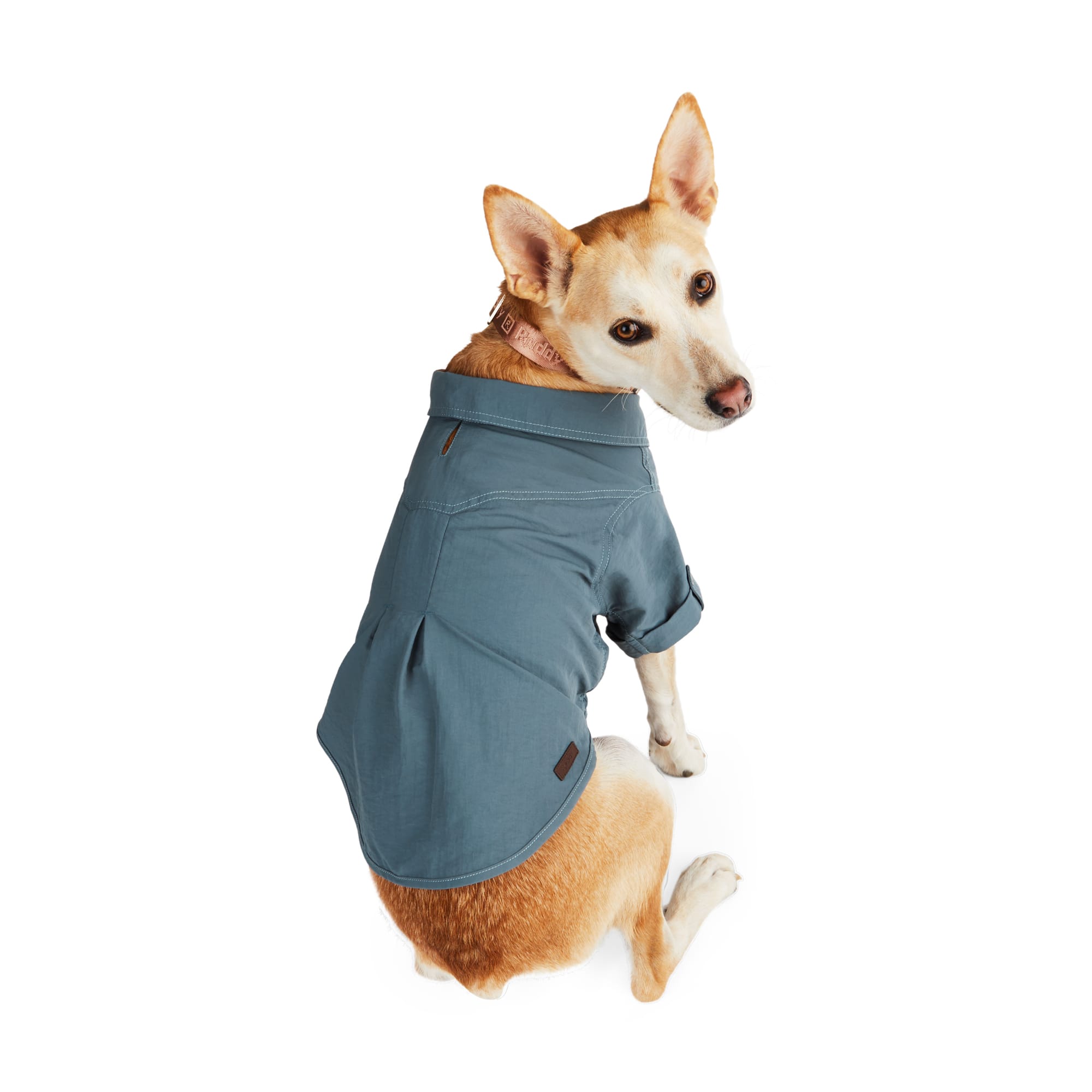 Reddy Blue Crinkle Woven Dog Shirt XS EcoFriendly & Washable
