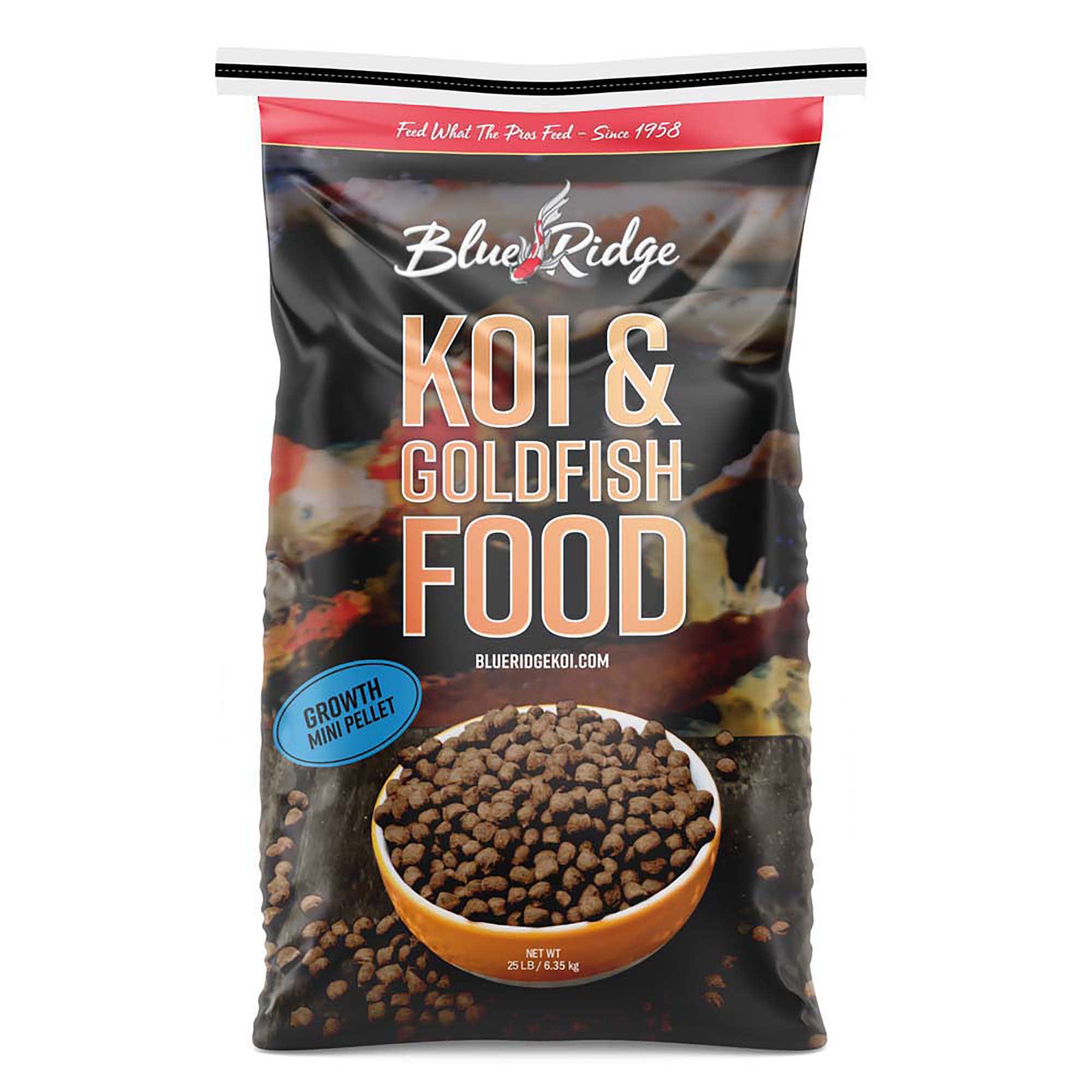 Blue Ridge Fish Hatchery Koi Goldfish Food Mini Floating Pellet Balanced Diet Growth Formula 25 lbs. Petco