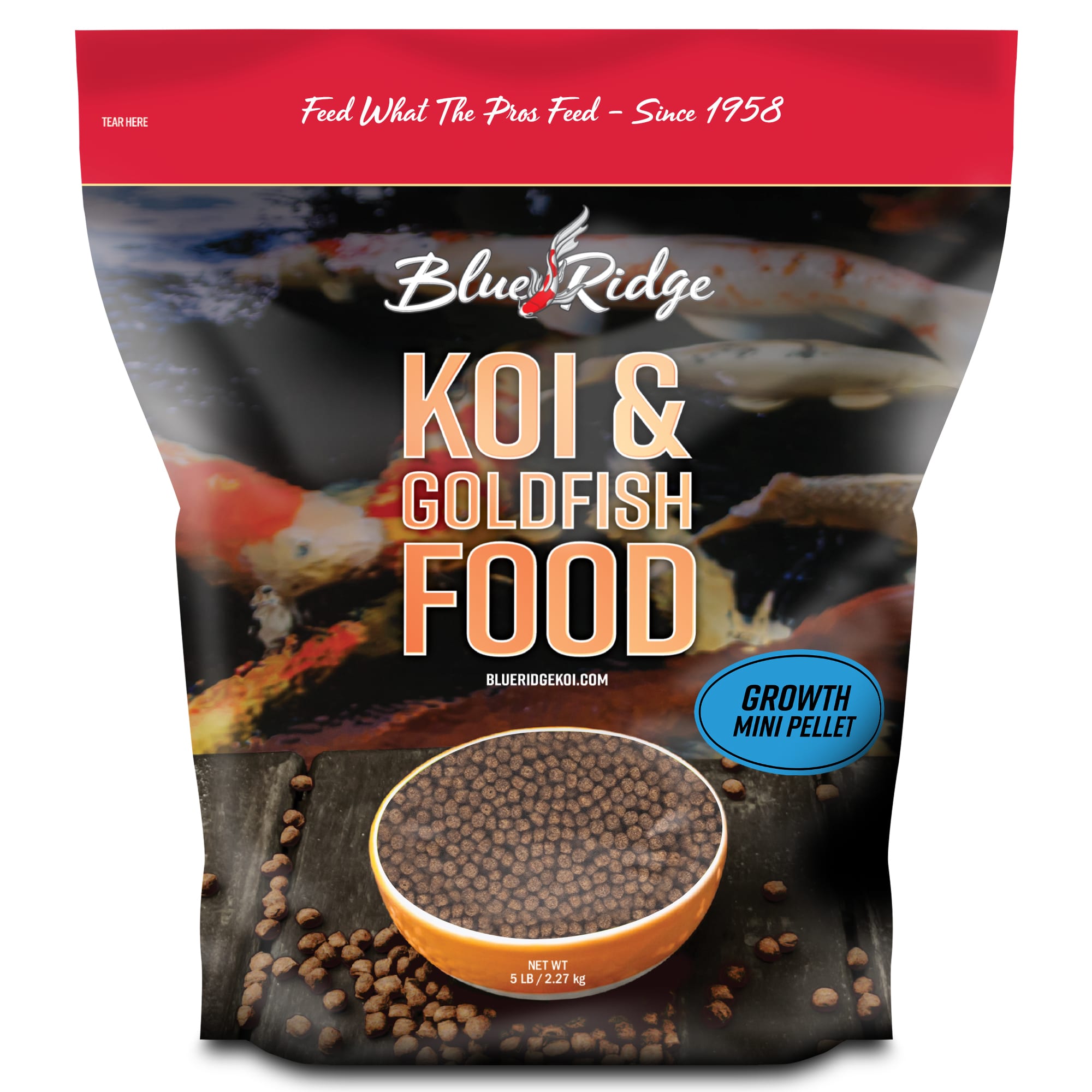 Blue Ridge Fish Hatchery Koi Goldfish Food Mini Floating Pellet Balanced Diet Growth Formula 25 lbs. Petco