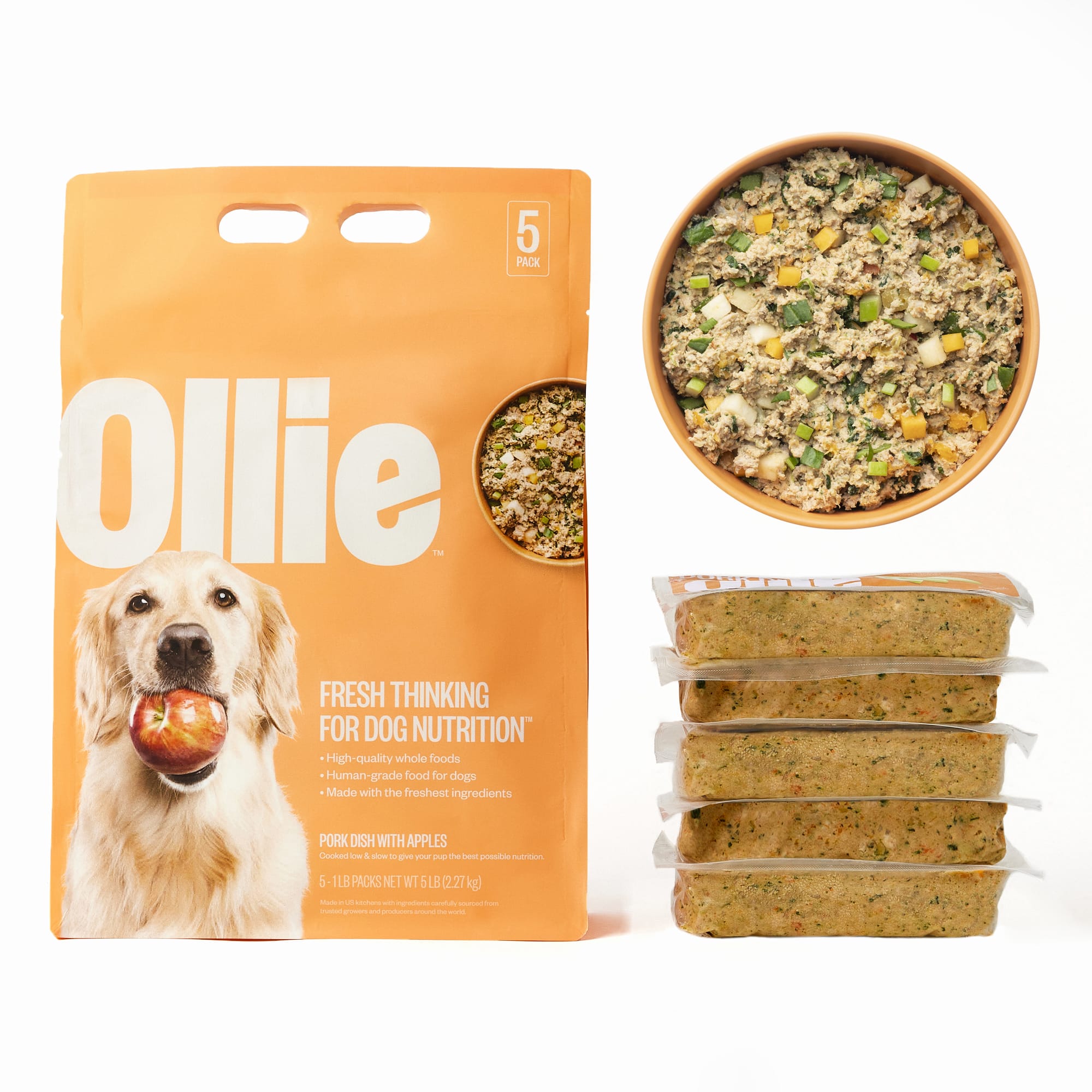 Ollie Fresh Pork Dish with Apples Fresh Frozen Dog Food 5 lbs