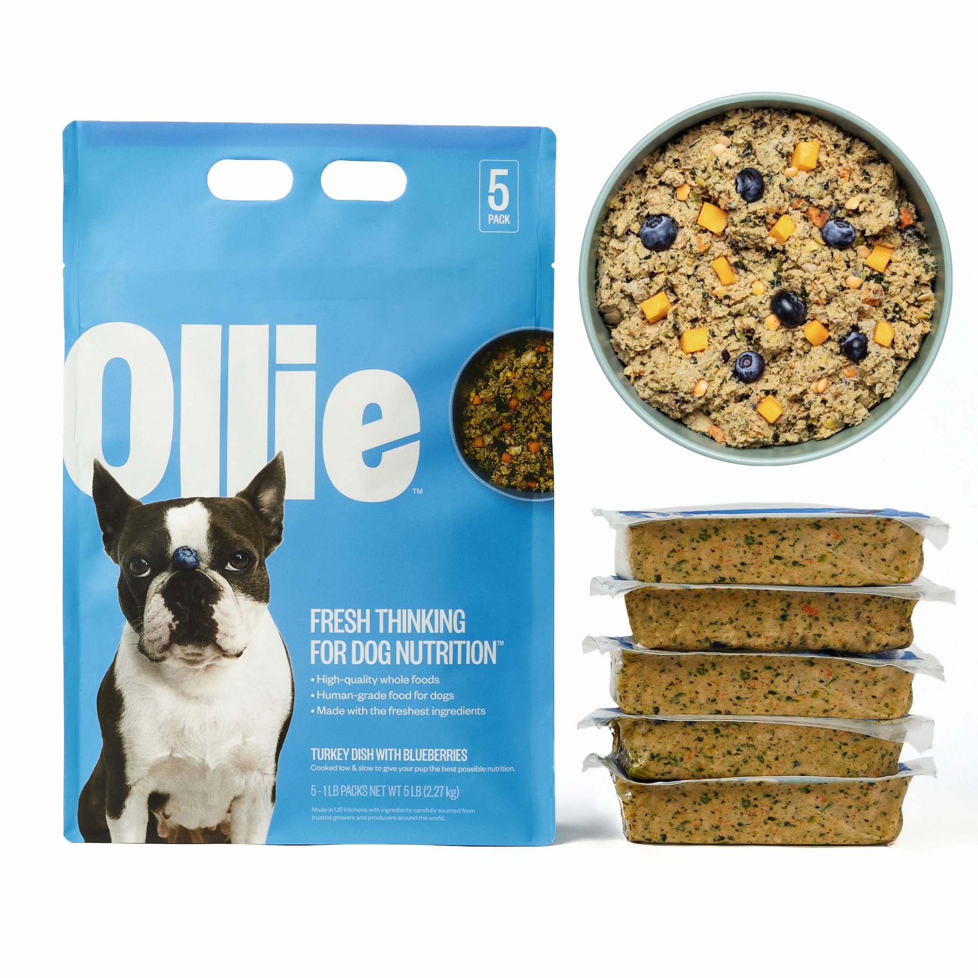 Ollie Fresh Turkey Dish With Blueberries Fresh Frozen Dog Food 5 Lbs 