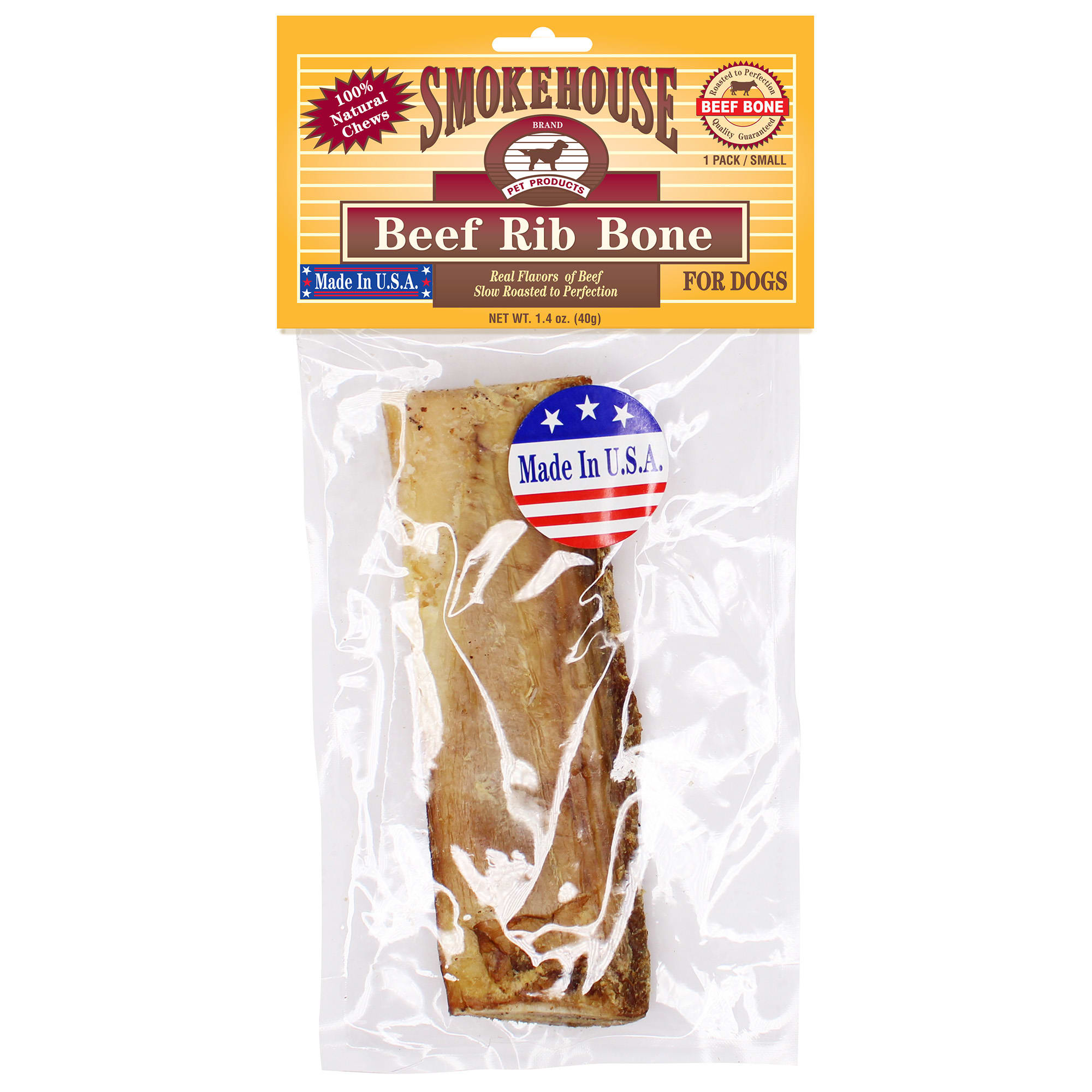Smokehouse 100 Natural Beef Rib Bone Dog Treats 1.4 oz. Petco