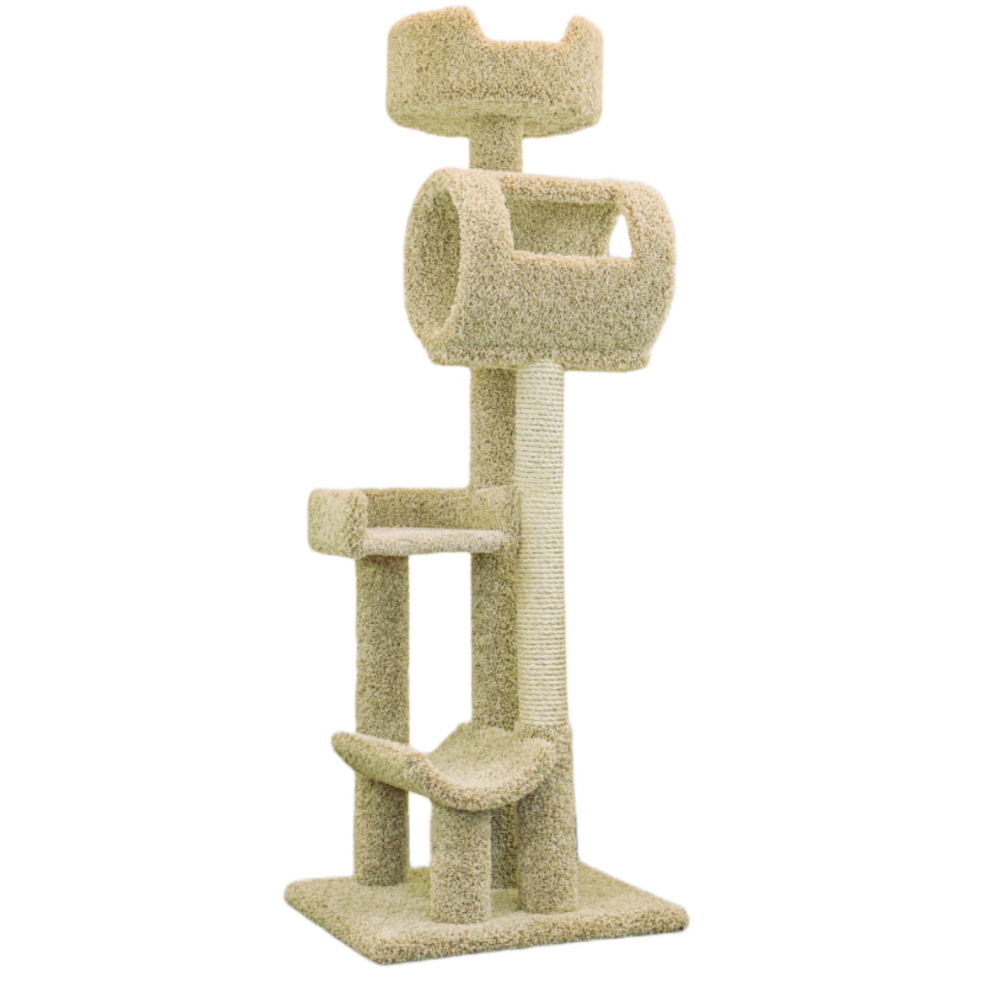 New Cat Condos 140003 Solid Wood Beige Climbing Tower Cat Tree 69 H