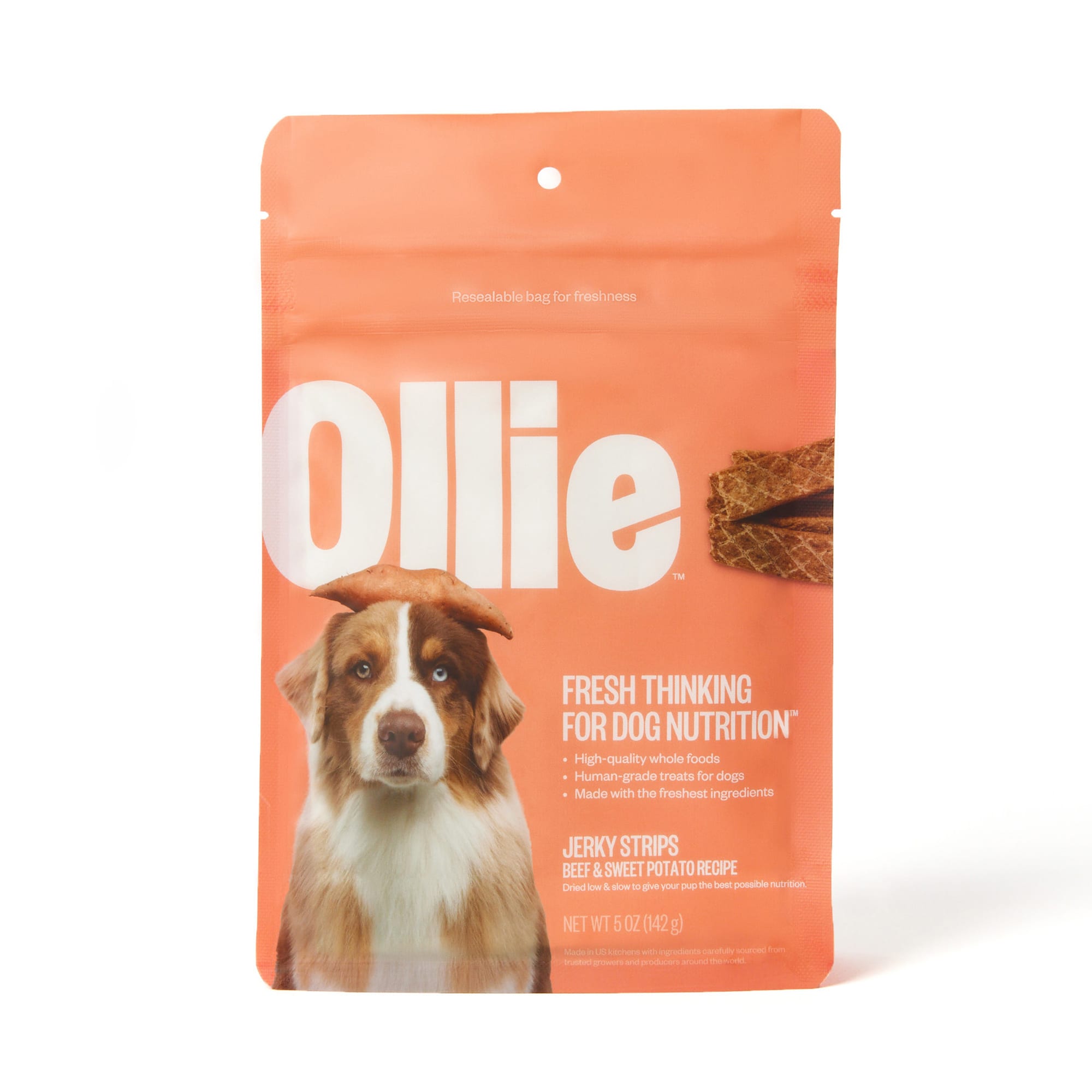 Ollie Beef Sweet Potato Jerky Strips Dog Treats 5 oz