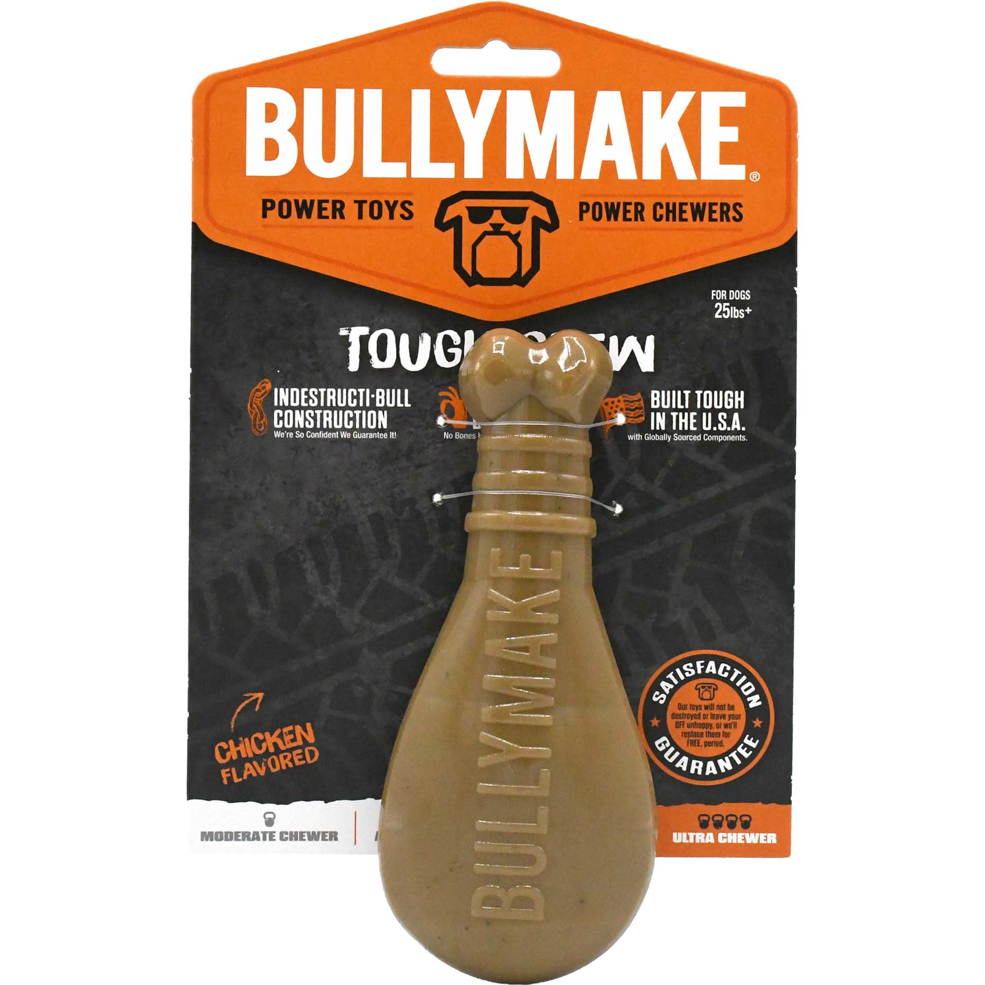 BULLYMAKE Nylon Pretzel Hard Chew Dog Toy, Brown