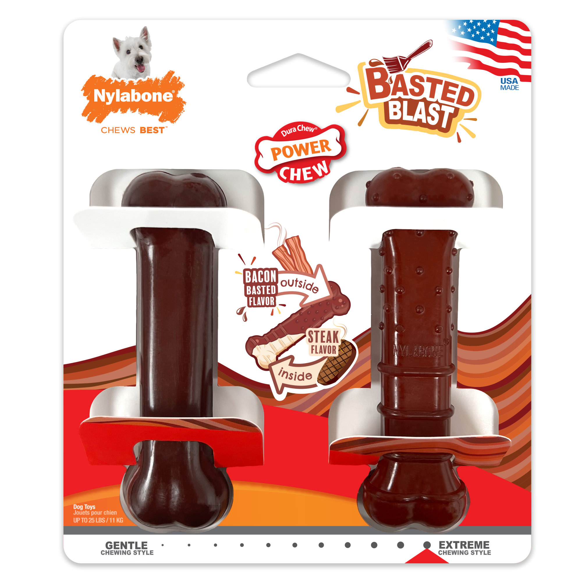 Nylabone Small Dual Flavor Bacon & Steak Chew Toy