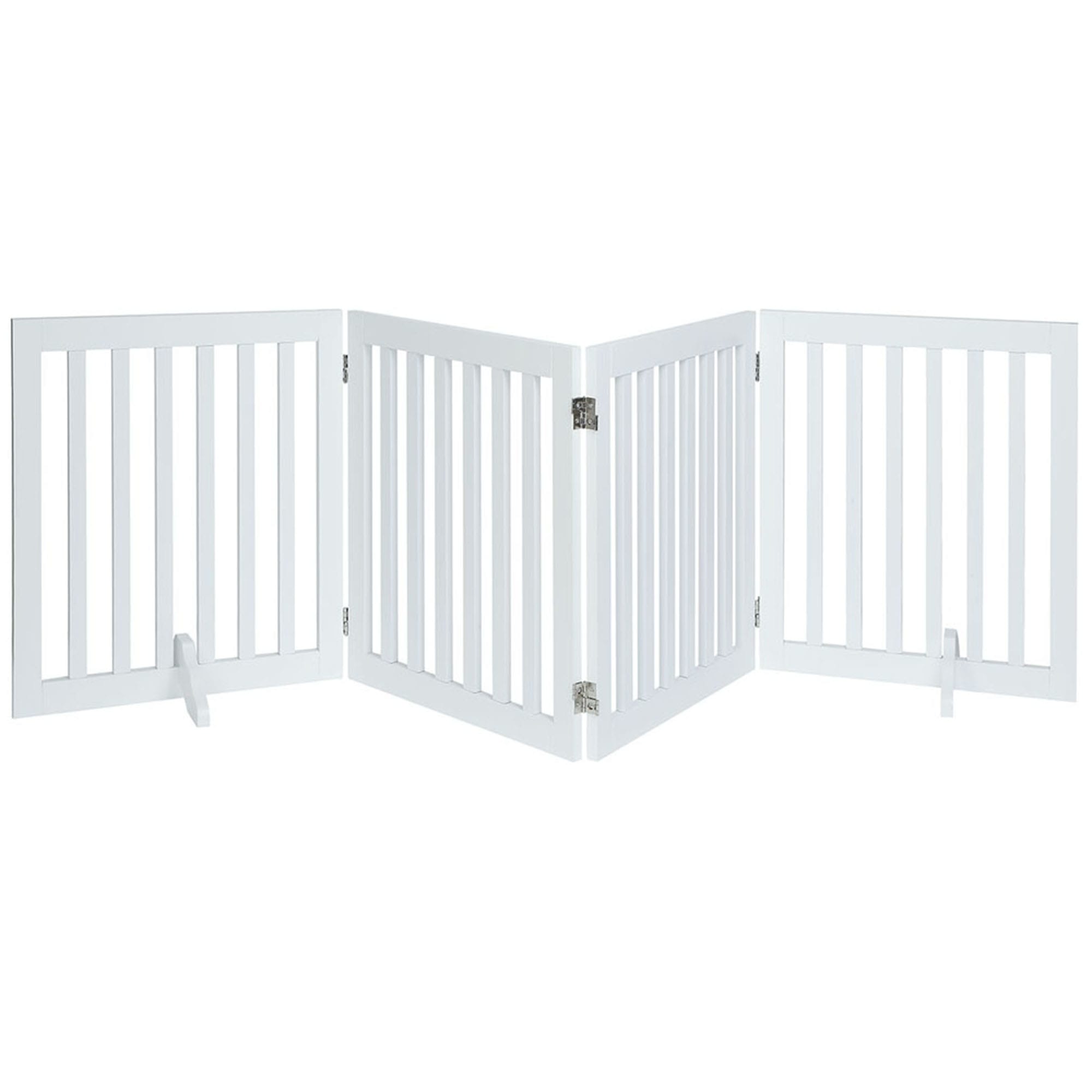 Unipaws White Freestanding Pet Gate with 360° Hinges & Anti-Scratch