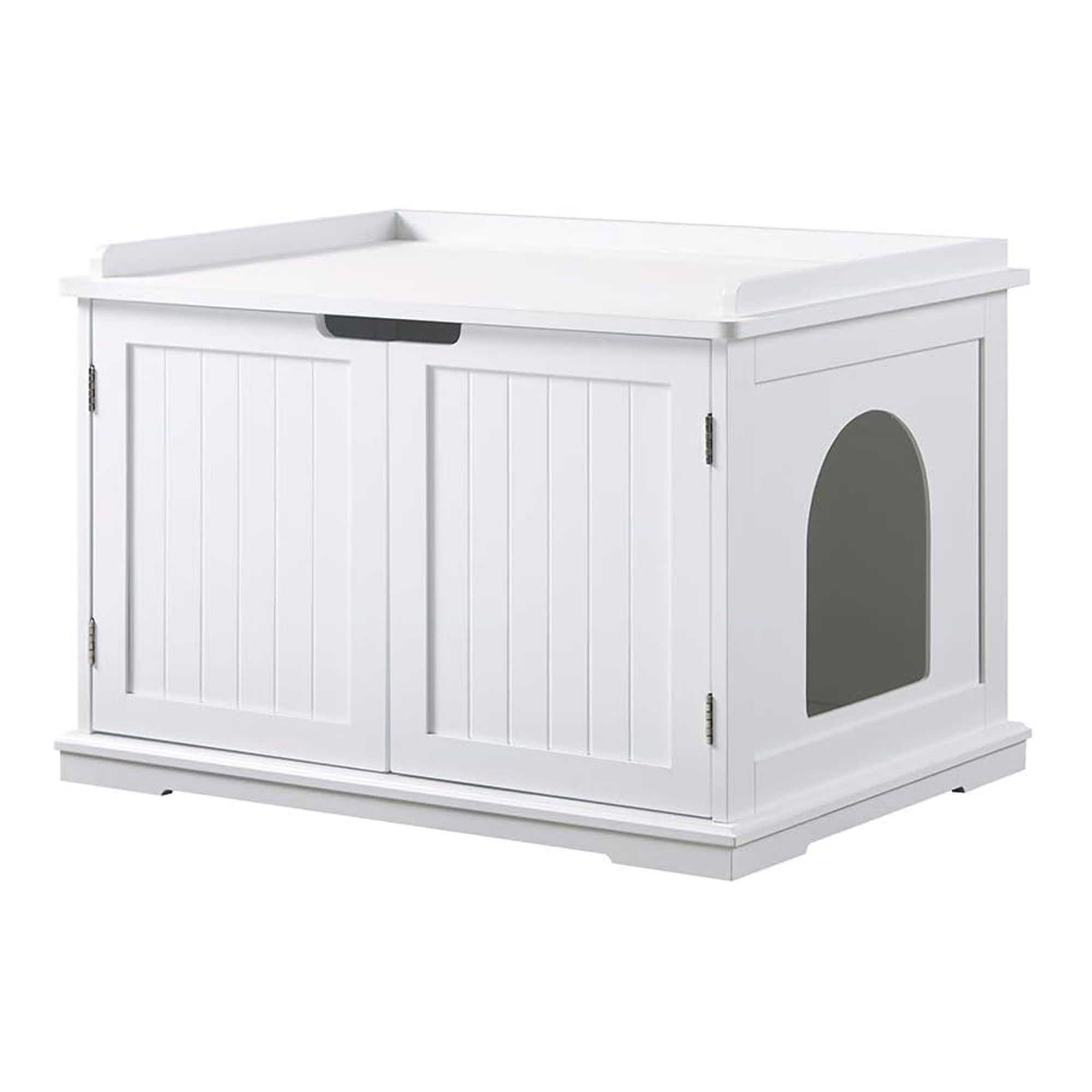 Unipaws White Cat Litter Box Enclosure Furniture, 29.7