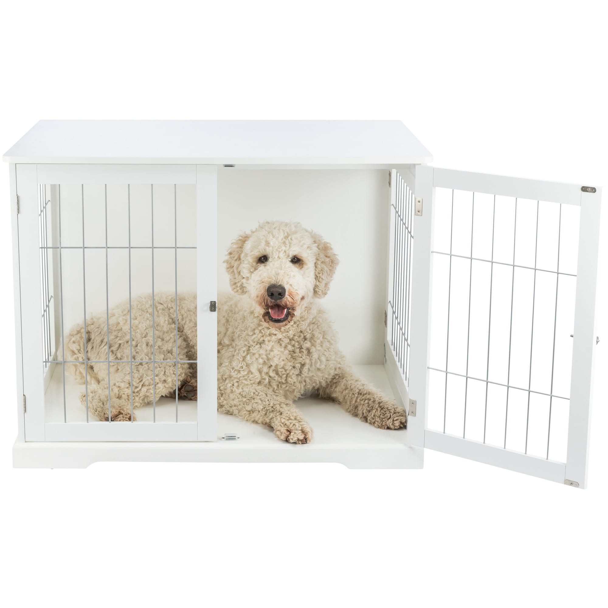 TRIXIE White Wooden Pet Crate & End Table, Large