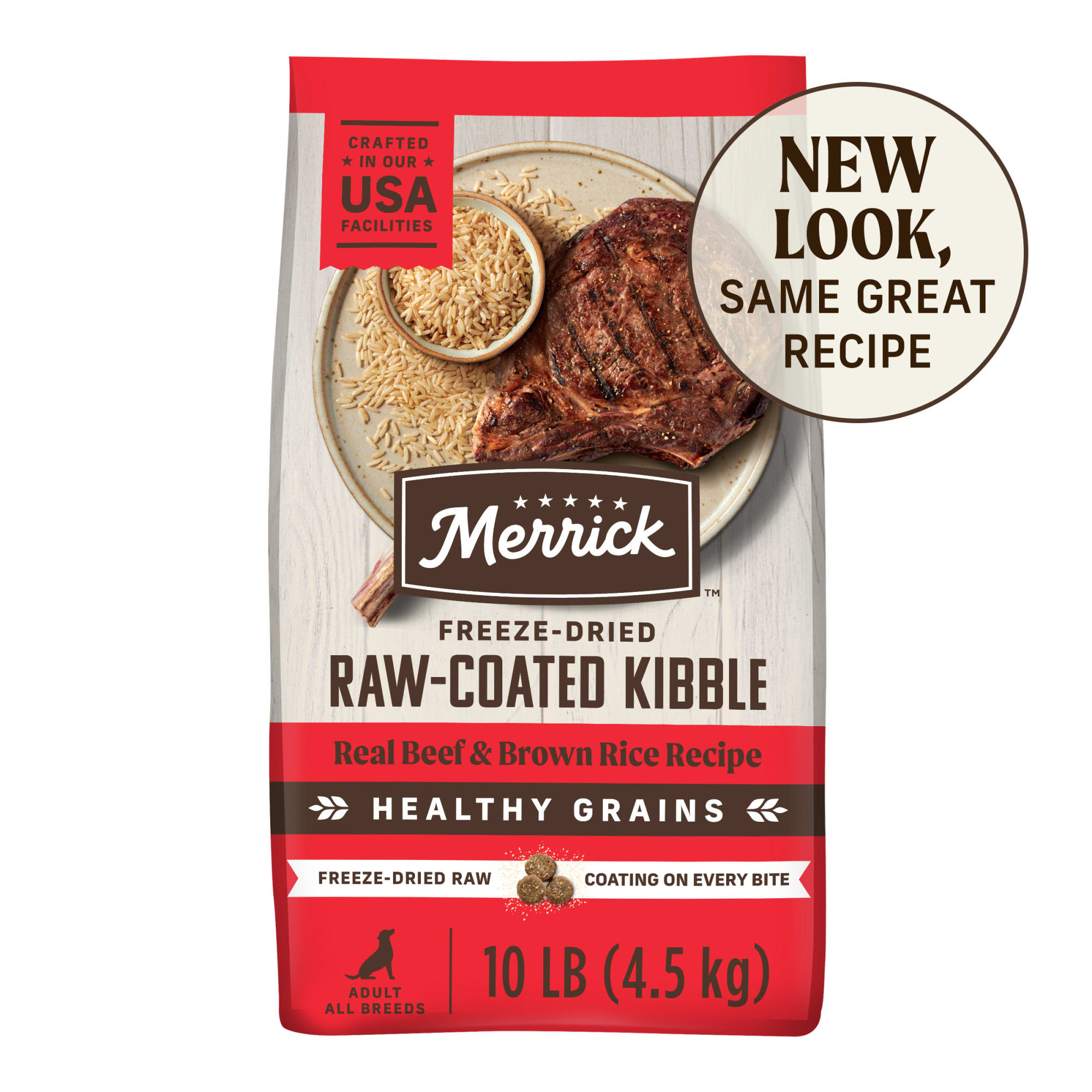 Merrick Healthy Grains Beef and Brown Rice Raw Coated Kibble