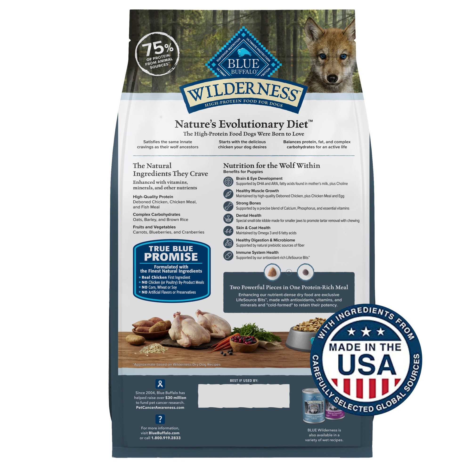 Blue Buffalo Wilderness High Protein Chicken Recipe Natural Dry Food for Puppies 28 lbs. Petco