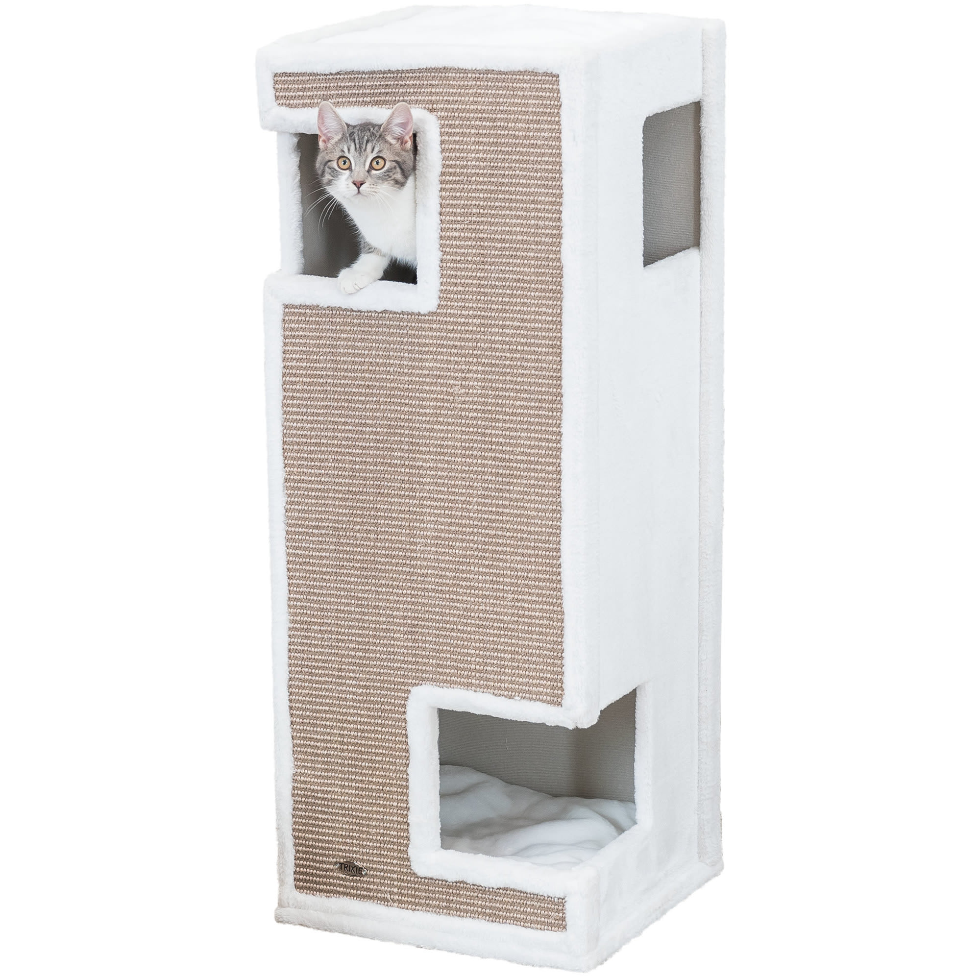 TRIXIE Gerardo Plush & Sisal 3-Story Cat Condo Tower with Removable ...