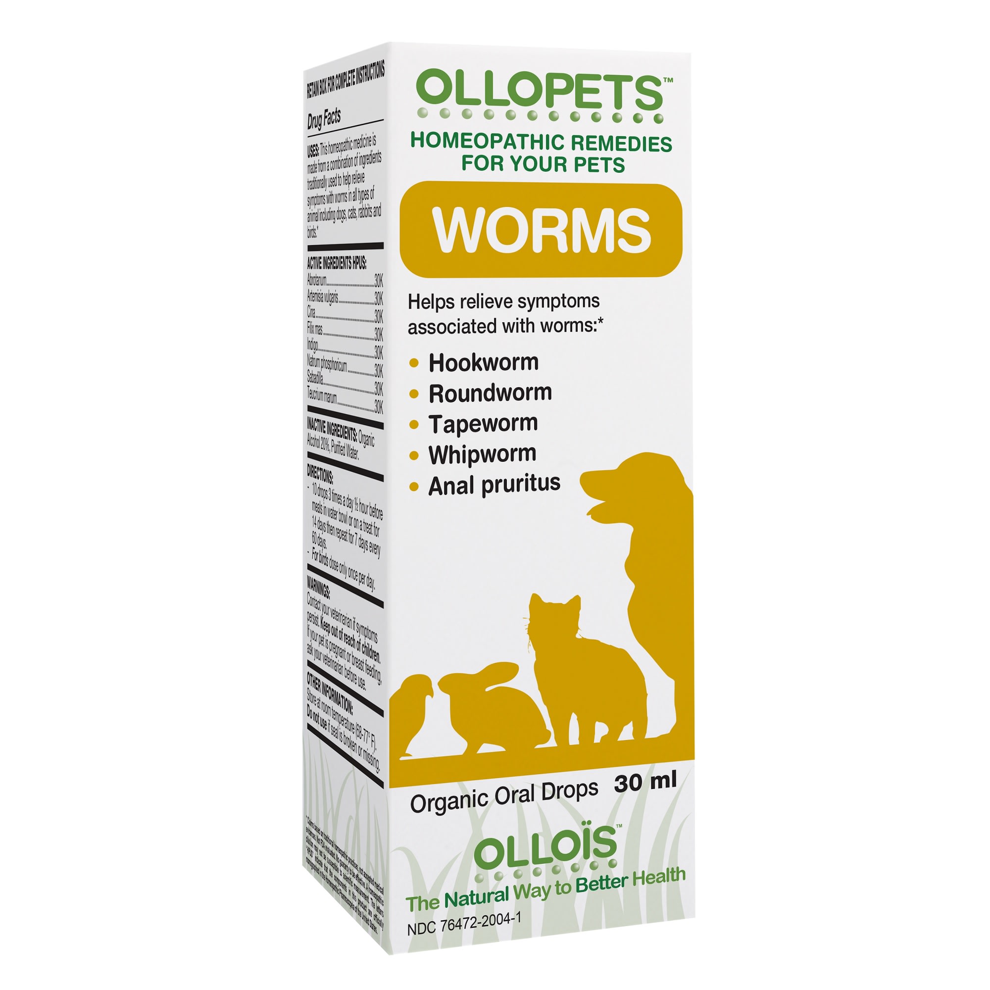 OLLOIS OLLOPETS Worm Relief Oral Drops for Pets 1 fl oz