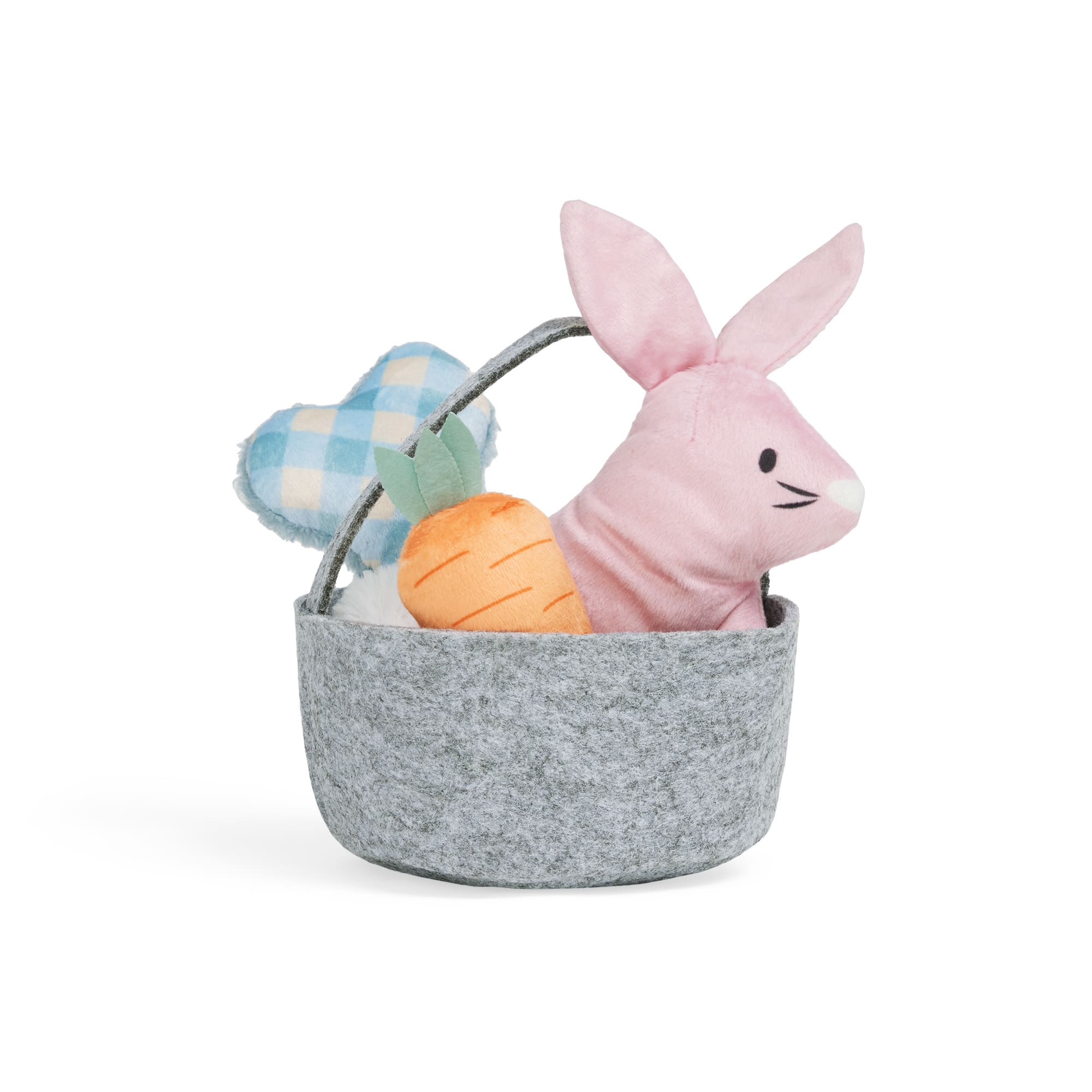 YOULY Small Grey Easter Basket Dog Toy & Festive Play