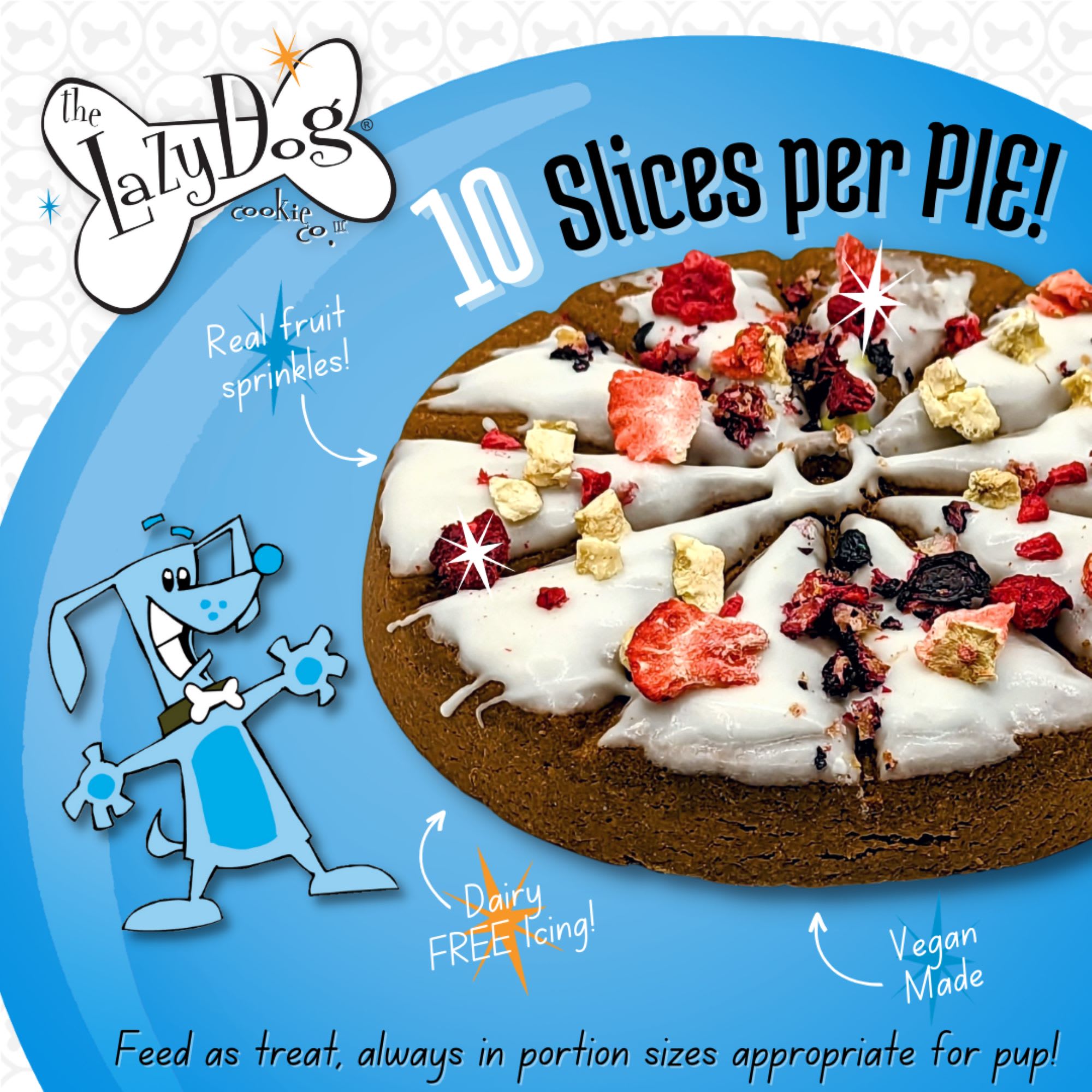 The Lazy Dog Cookie Co. The Original Pup PIE Happy Birthday Pie Shaped Treat for a Charming Boy 5 oz