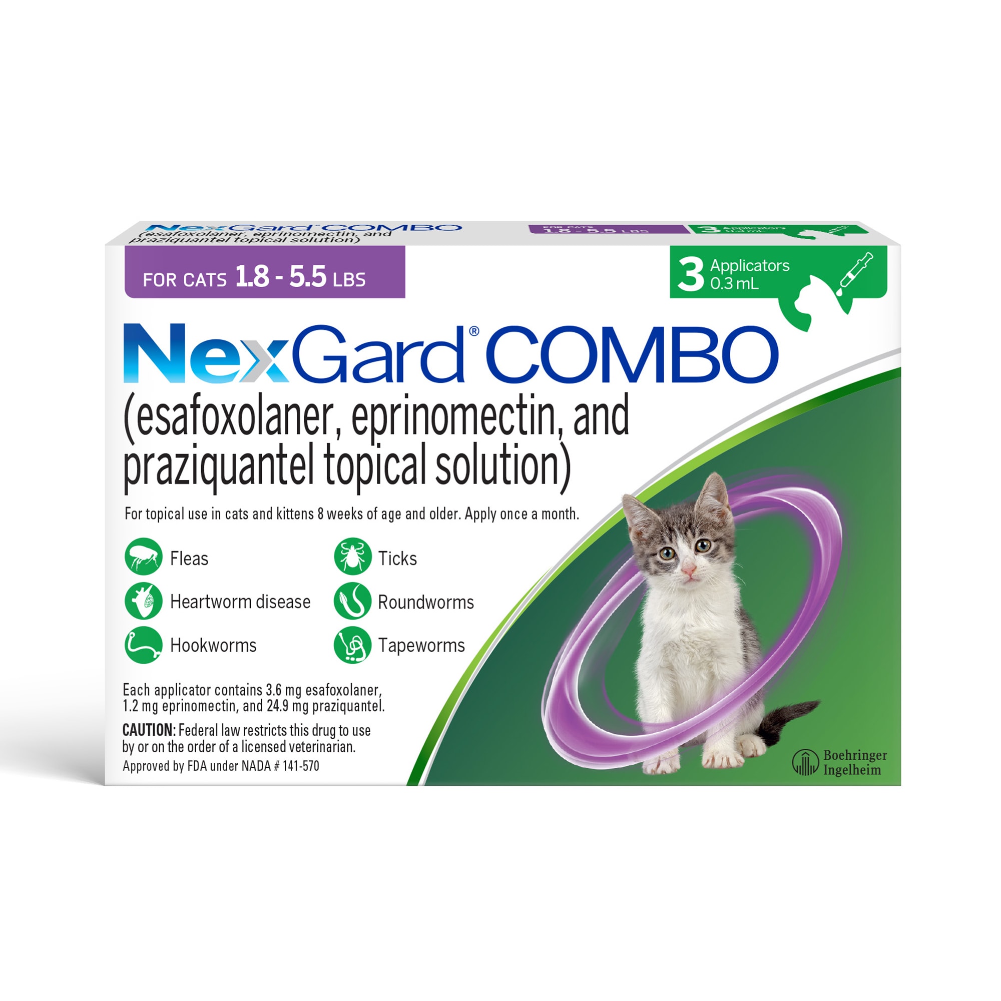 NEXGARD COMBO Topical for Cats 1.8 5.5lbs. 6 Month Supply Petco