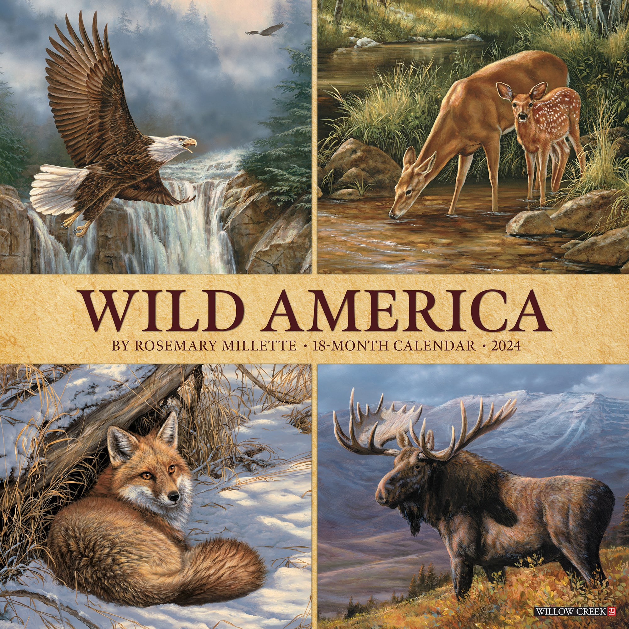 Willow Creek Press Wild America 2024 Wall Calendar, 12" L X 12" W