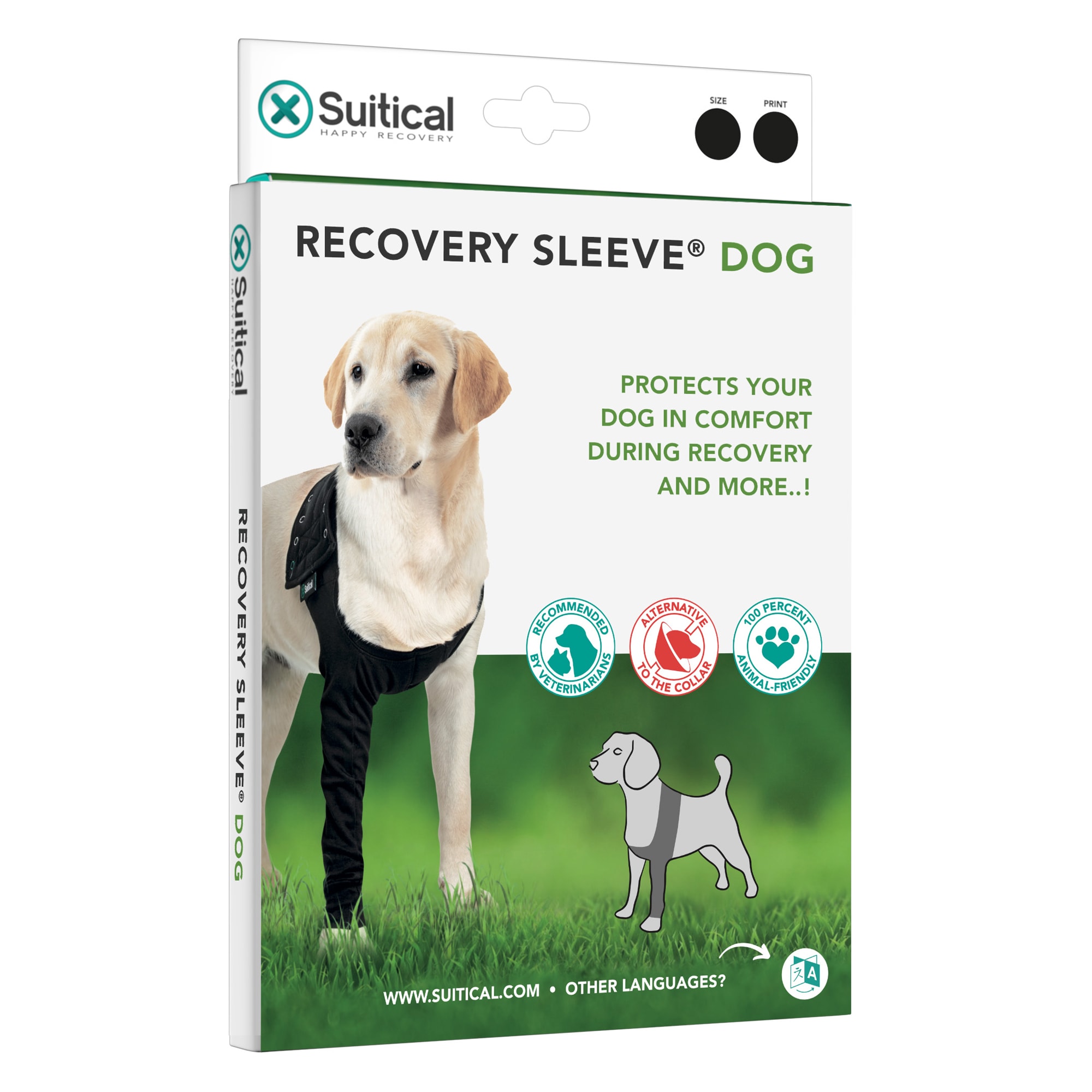 Suitical Small Dog Recovery Sleeve Wound Protector Black
