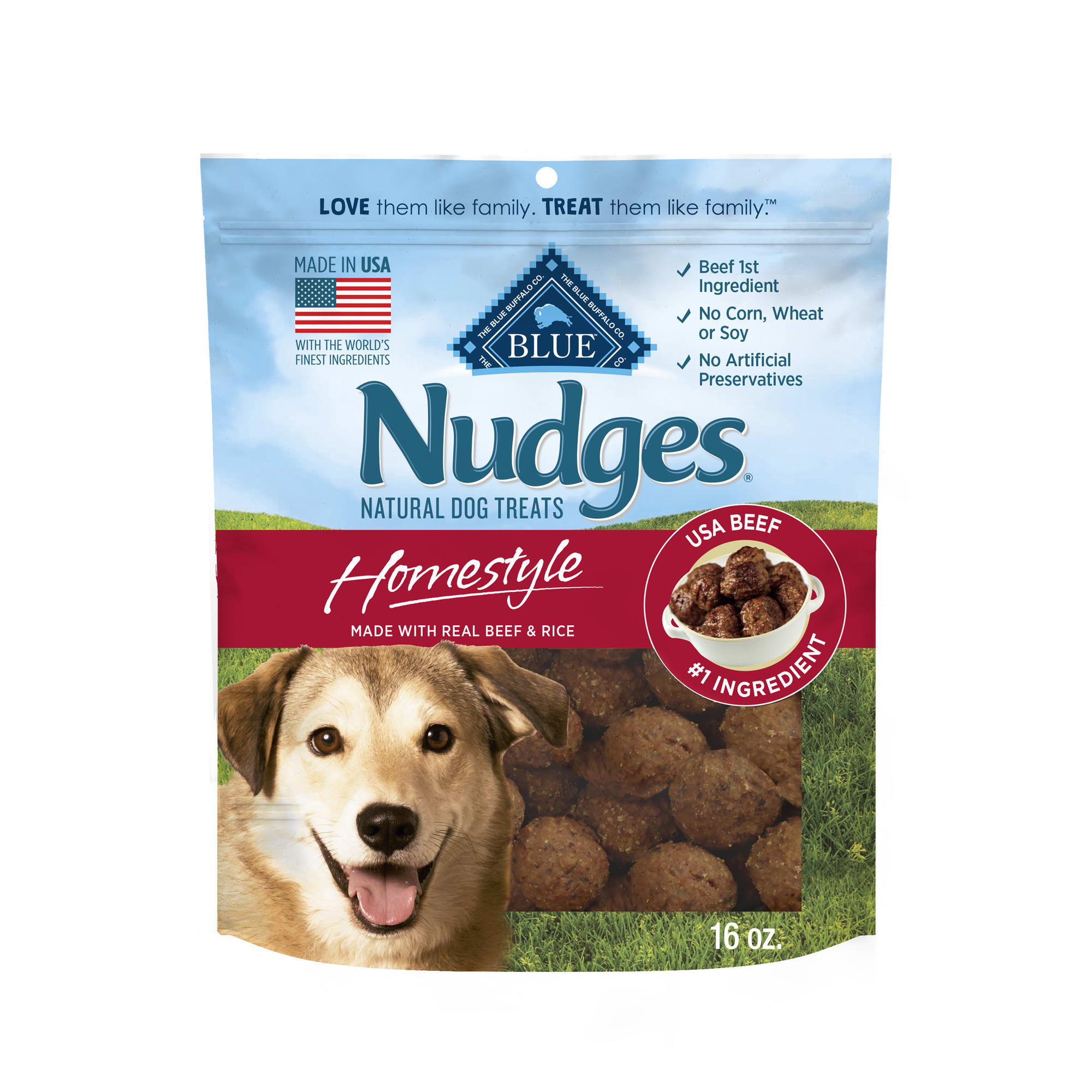 Blue Buffalo Nudges Homestyle Made with Real Beef Rice Natural Dog Treats 16 oz. Petco