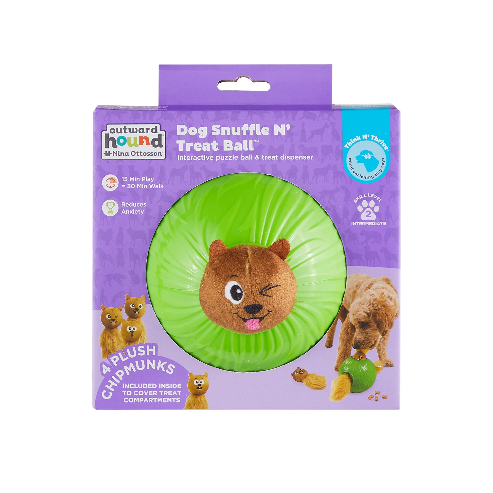 Outward Hound Nina Ottosson Snuffle N' Treat Ball Puzzle Enrichment Dog  Toy, Small